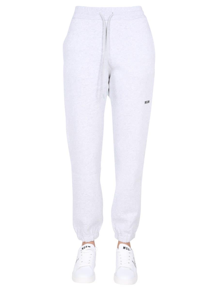 MSGM Jogging Pants With Logo Print In Grey Product Image