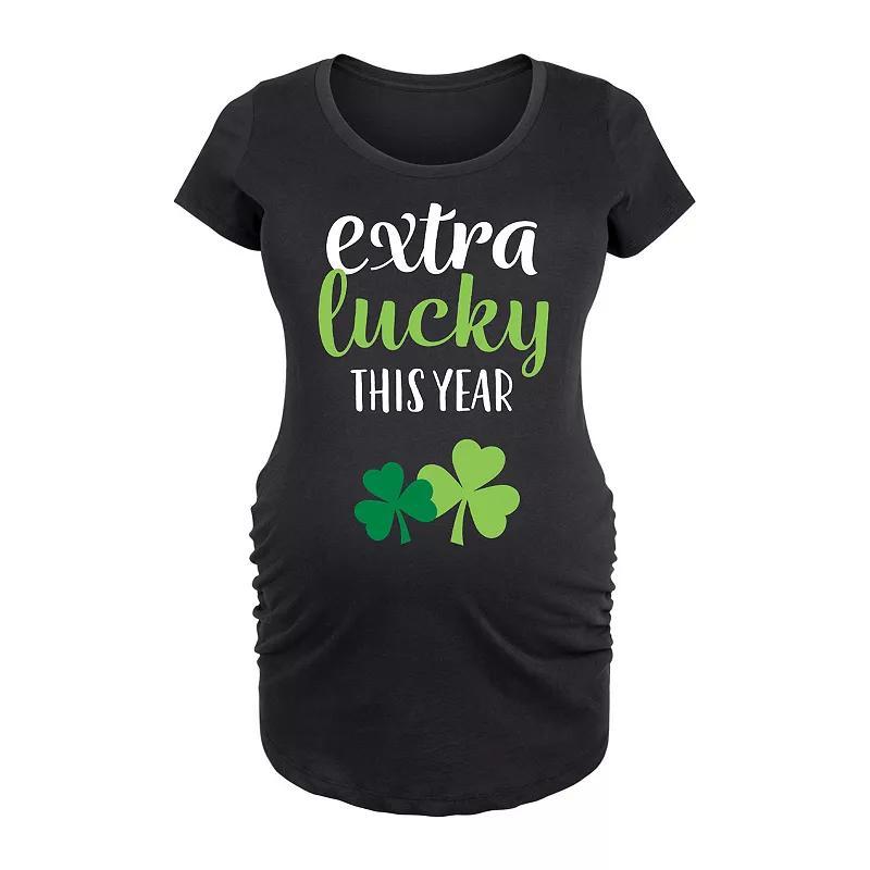 Maternity Extra Lucky This Year Shamrocks Graphic Tee, Women's, Size: XXL-MAT, Blue Product Image