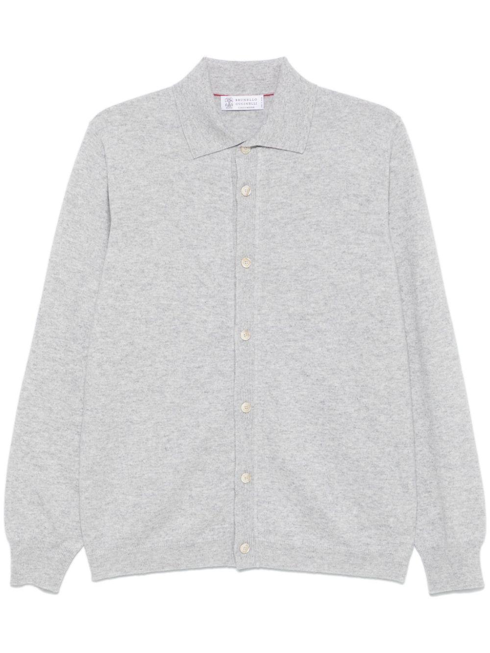 BRUNELLO CUCINELLI Mélange-effect Cardigan In Grey Product Image