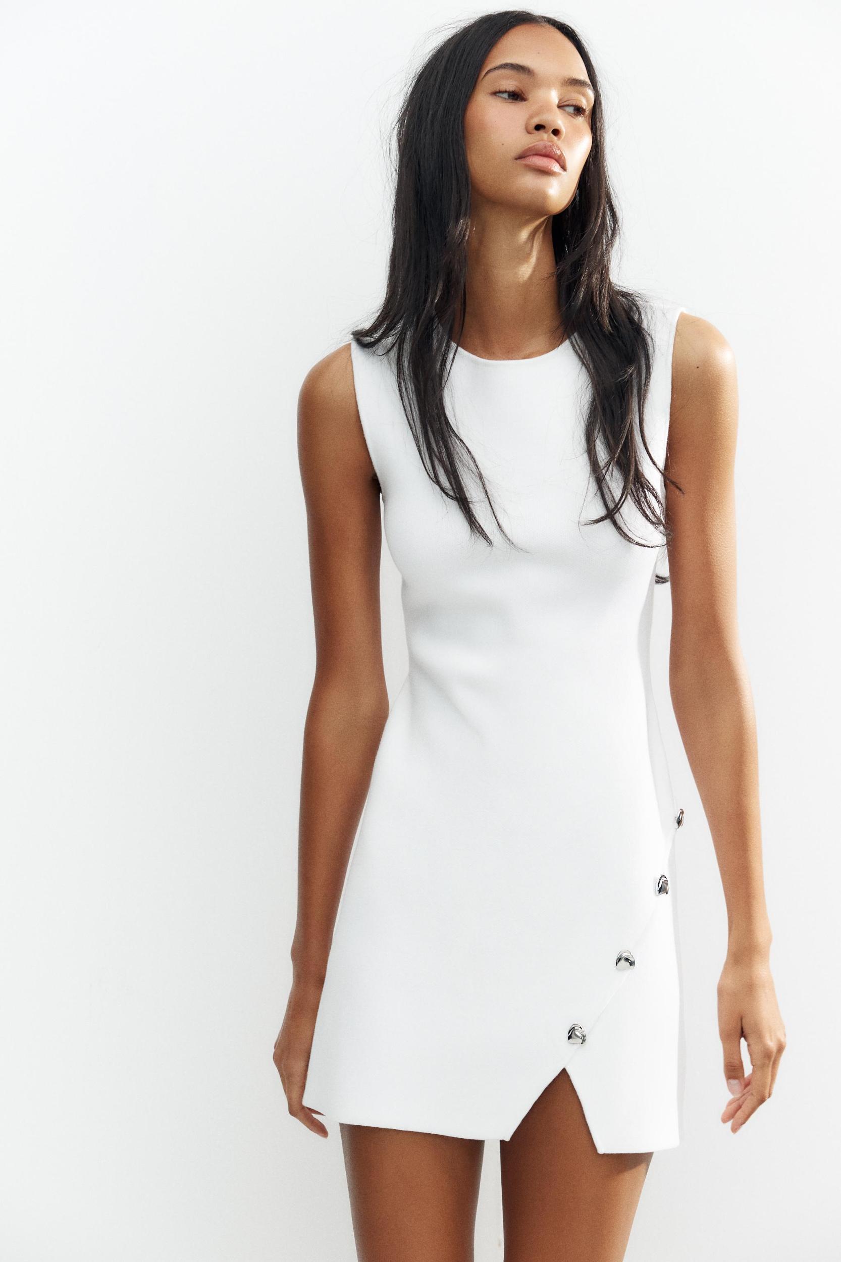 SHORT KNIT BUTTON DRESS Product Image