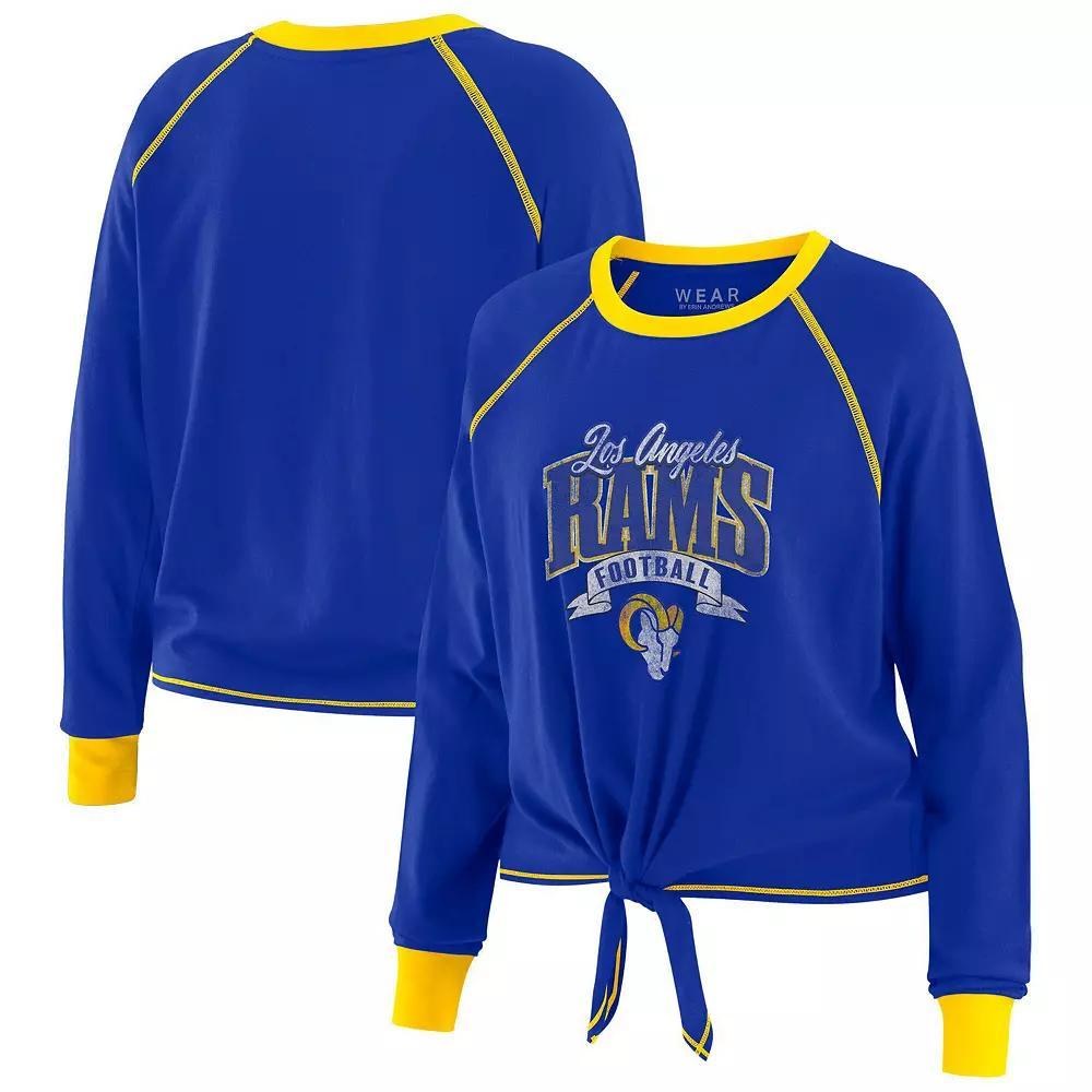 Women's WEAR by Erin Andrews Black New Orleans Saints Tie-Front Long Sleeve T-Shirt, Size: XS Product Image