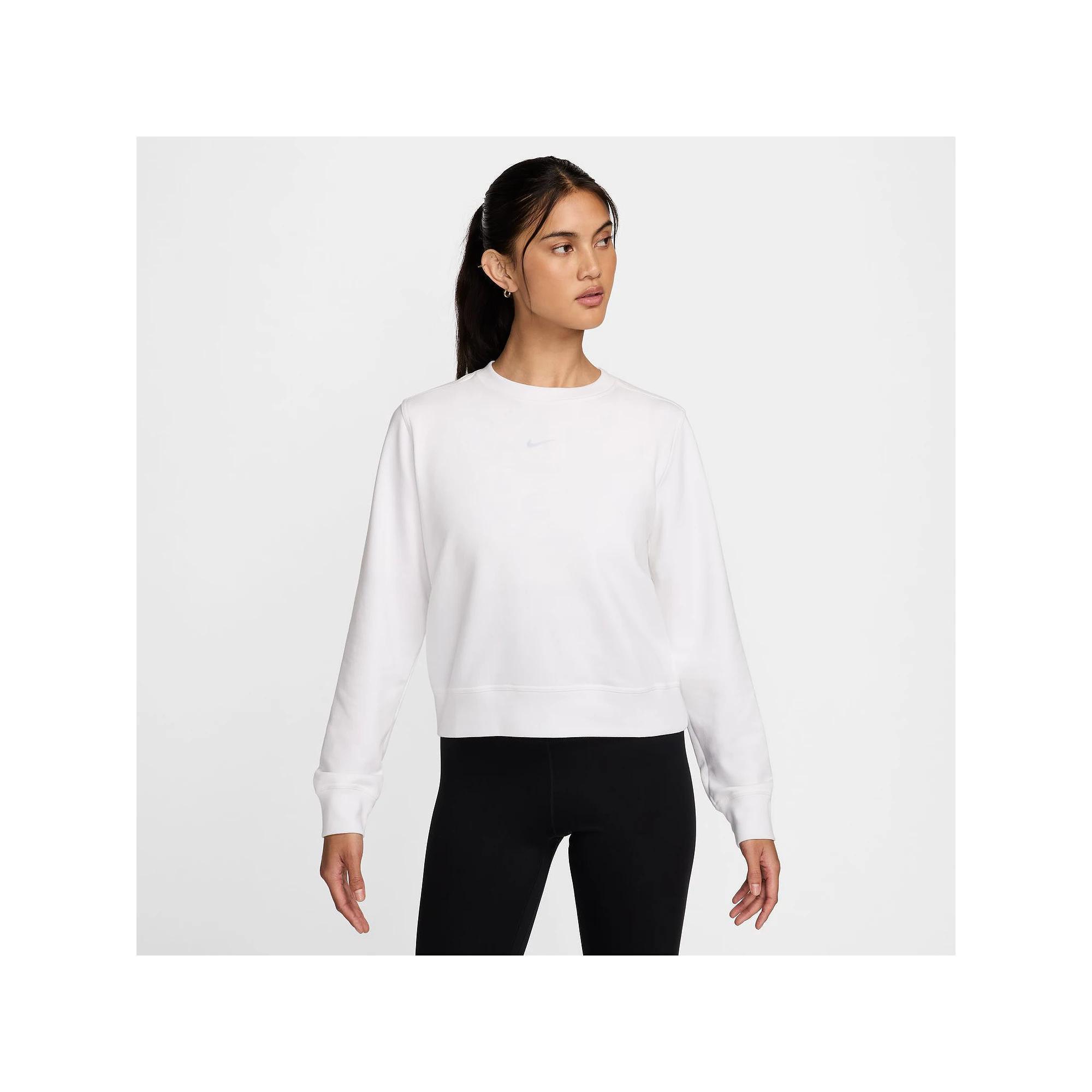 Women's Nike One Dri-FIT Crewneck Sweatshirt, Size: XL, White Product Image