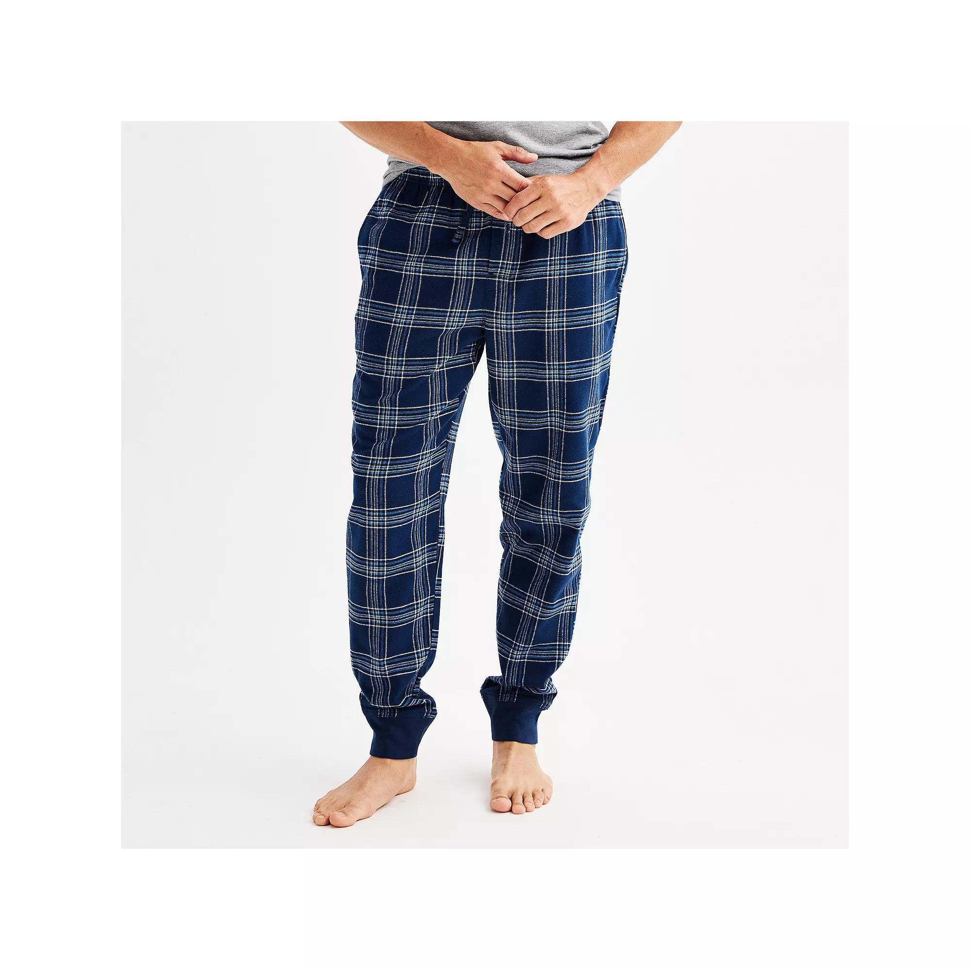 Men's Sonoma Goods For Life® Banded Bottom Flannel Pajama Pants, Size: Large, Black Biege Plaid Product Image