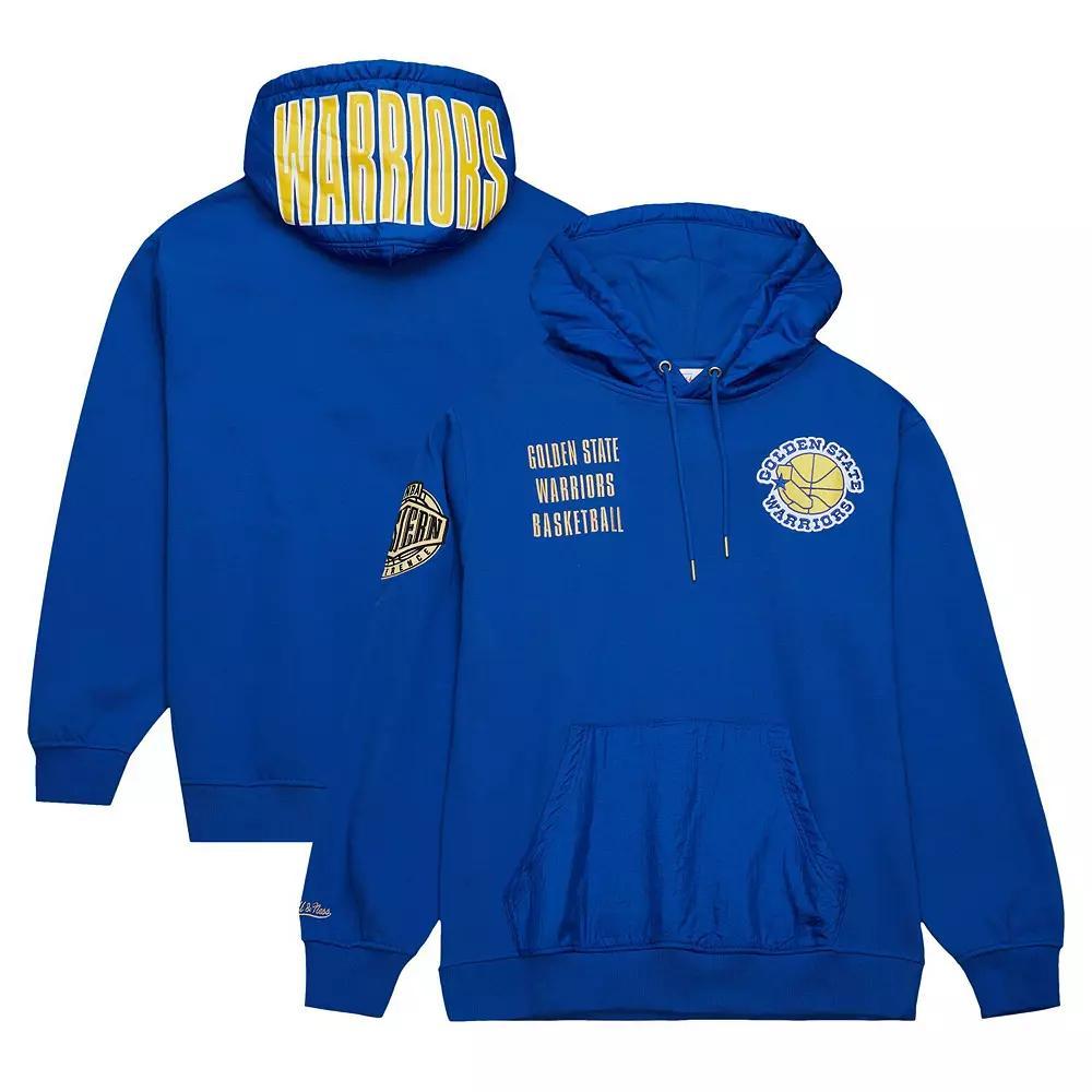 Men's Mitchell & Ness Royal Golden State Warriors  Team OG 2.0 Vintage Logo Fleece Pullover Hoodie, Size: 3XL, Blue Product Image
