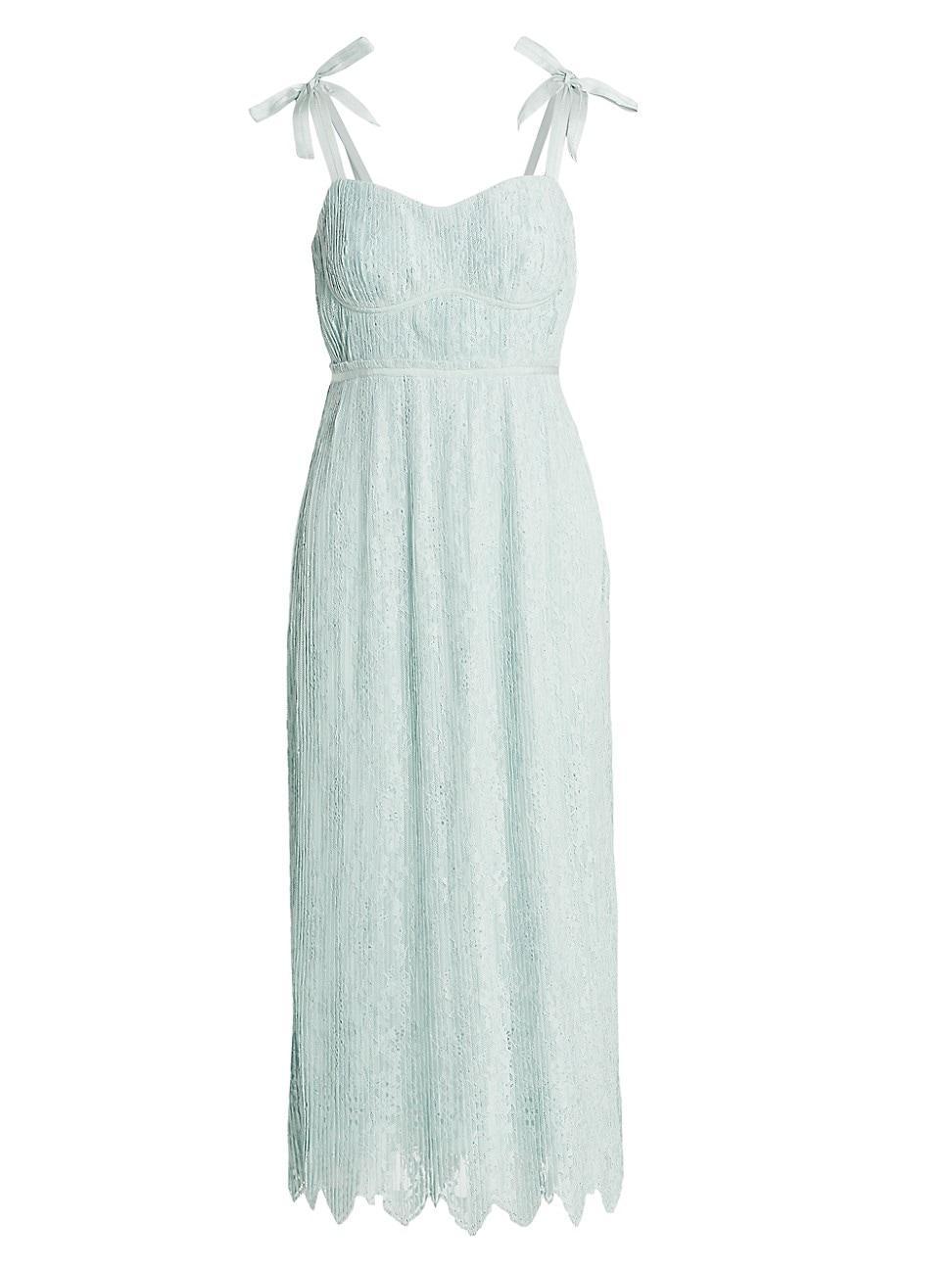 Bonnie Silk Lace Plisse Strapless Bustier Midi Dress Product Image