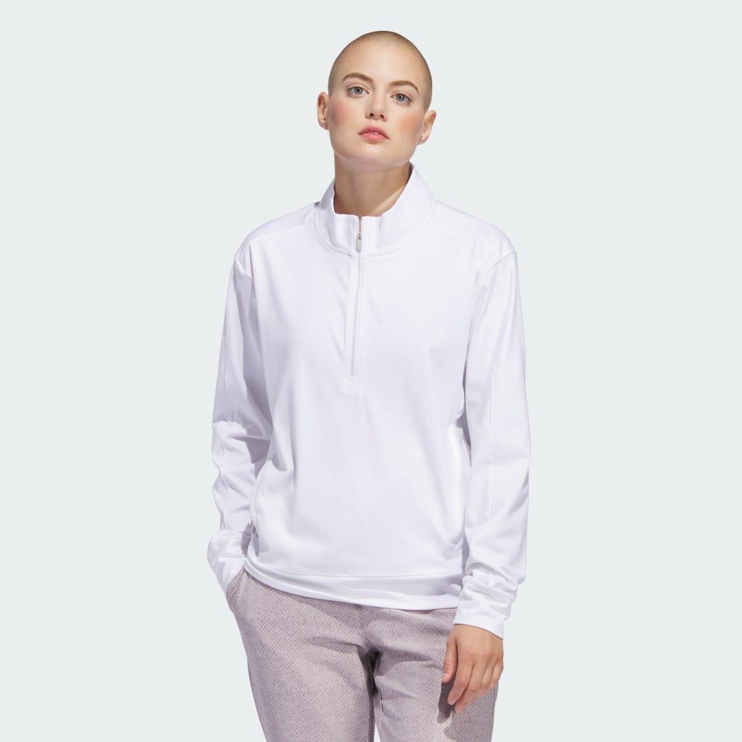 adidas Ultimate365 Half-Zip Layering Top White 2XL Womens Product Image