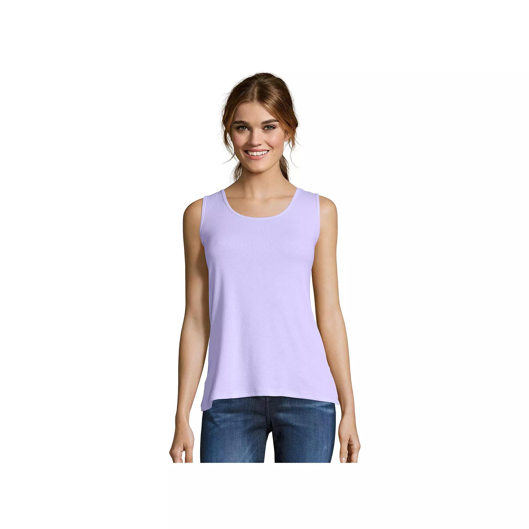 Women's Hanes® Mini-Ribbed Tank Top, Size: Small, Blue Product Image