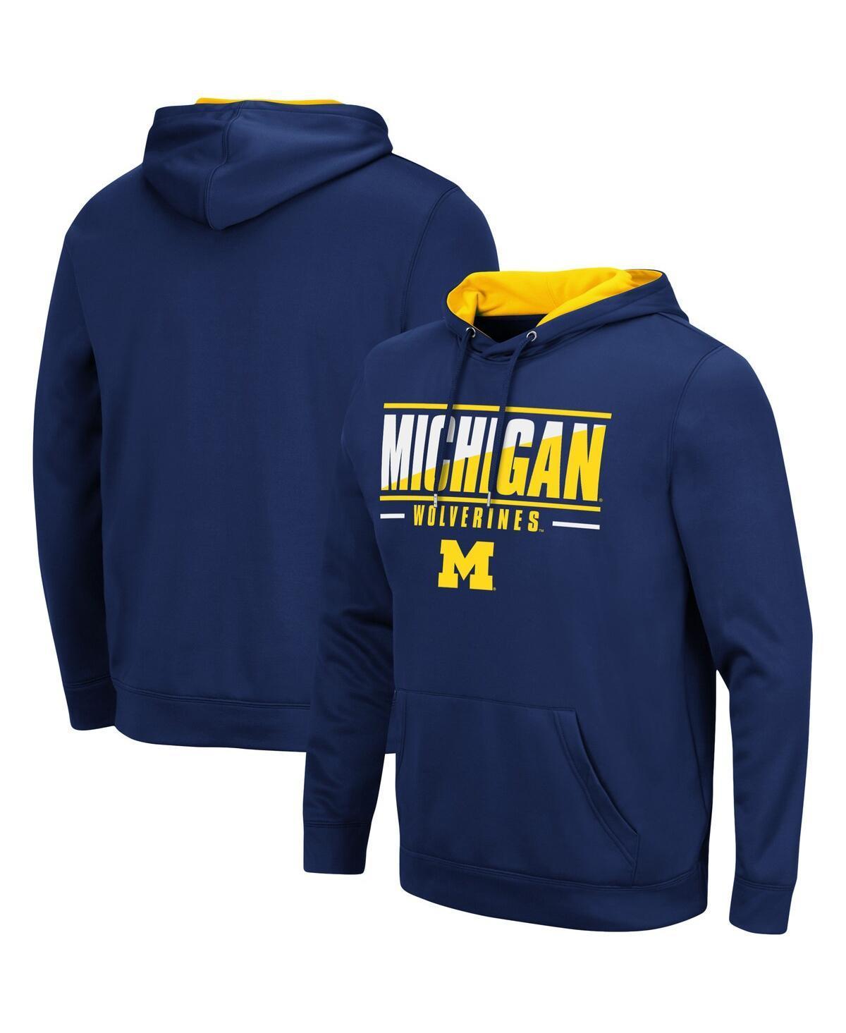 Mens Colosseum Michigan Wolverines Slash Stack 2.0 Pullover Hoodie Blue Product Image