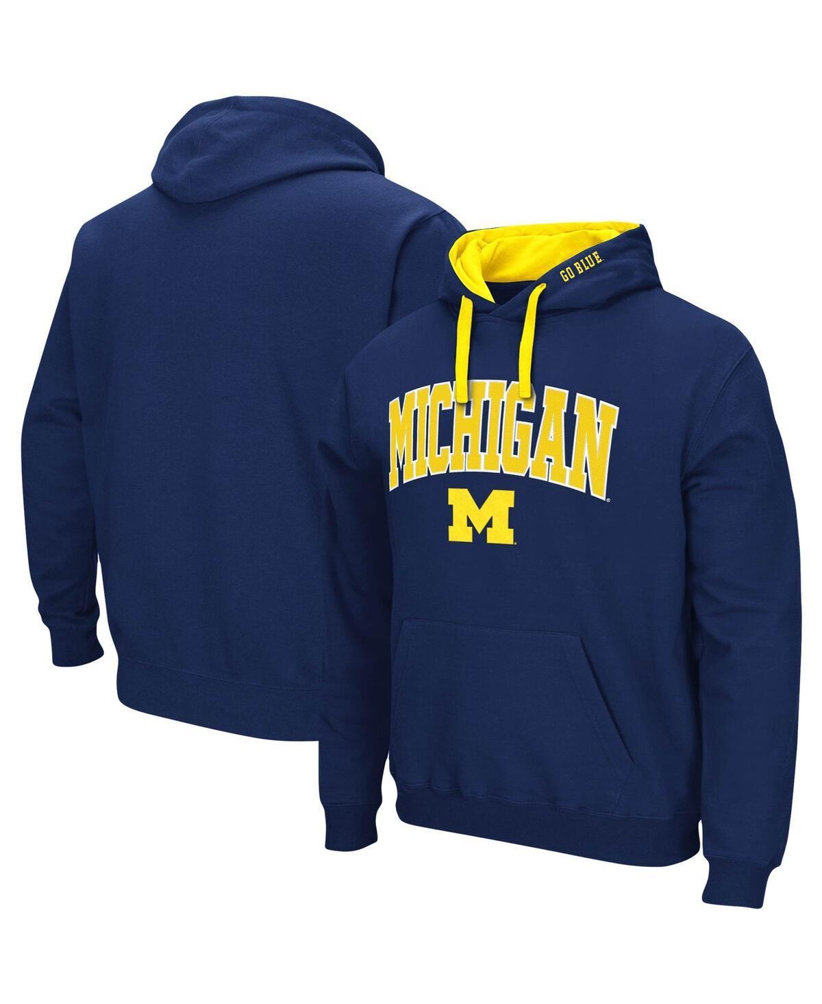 Men's Colosseum Navy Michigan Wolverines Big & Tall Arch & Logo 2.0 Pullover Hoodie, Size: 5XB, Blue Product Image