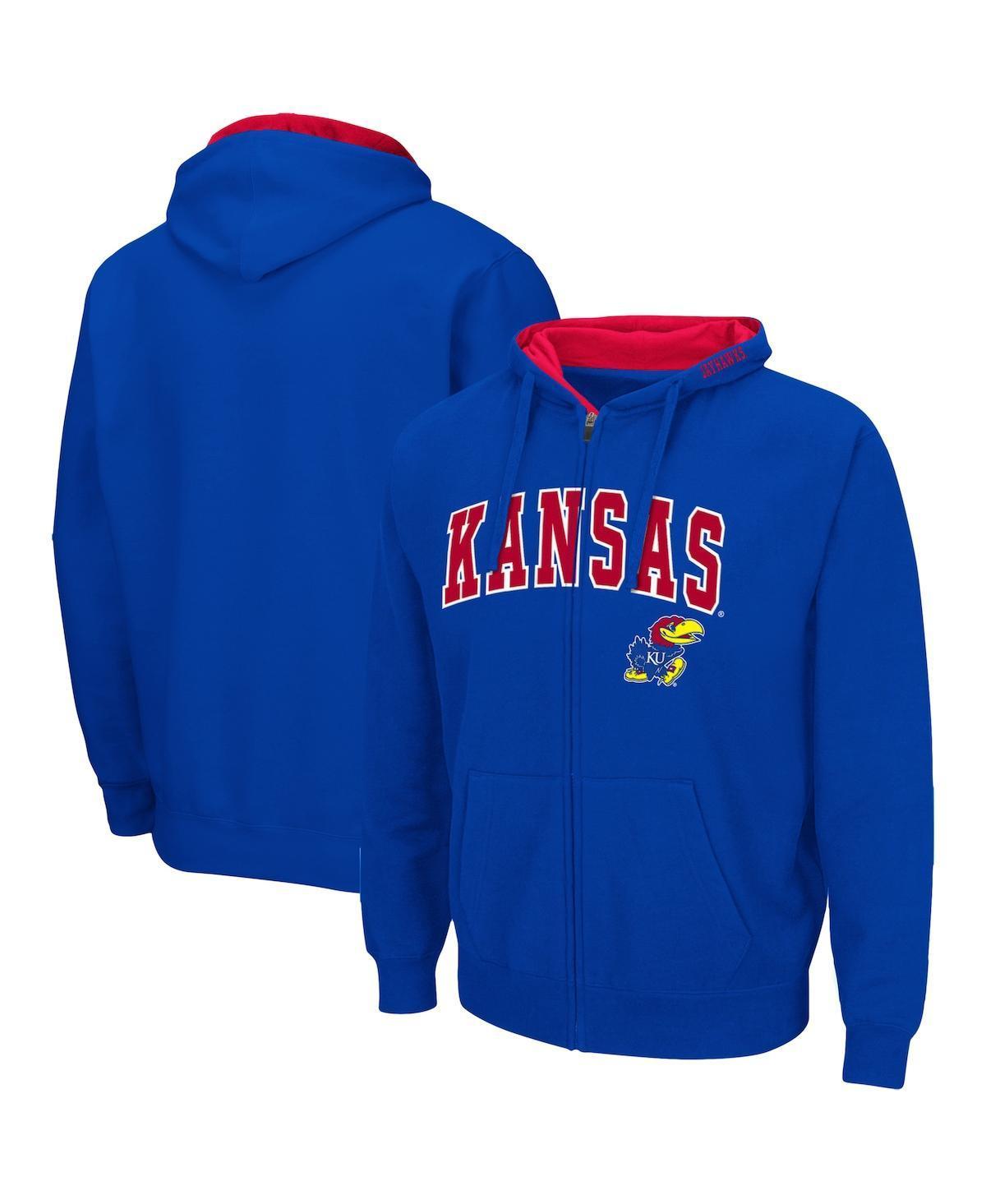Men's Colosseum Royal Kansas Jayhawks Arch & Logo 3.0 Full-Zip Hoodie, Size: Small, Blue Product Image