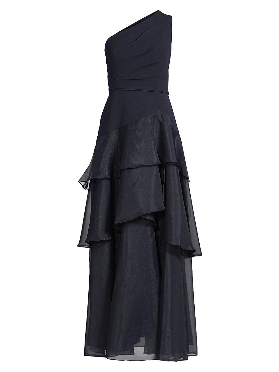 Aidan Mattox One Shoulder Tiered Ruffled Ball Gown Product Image