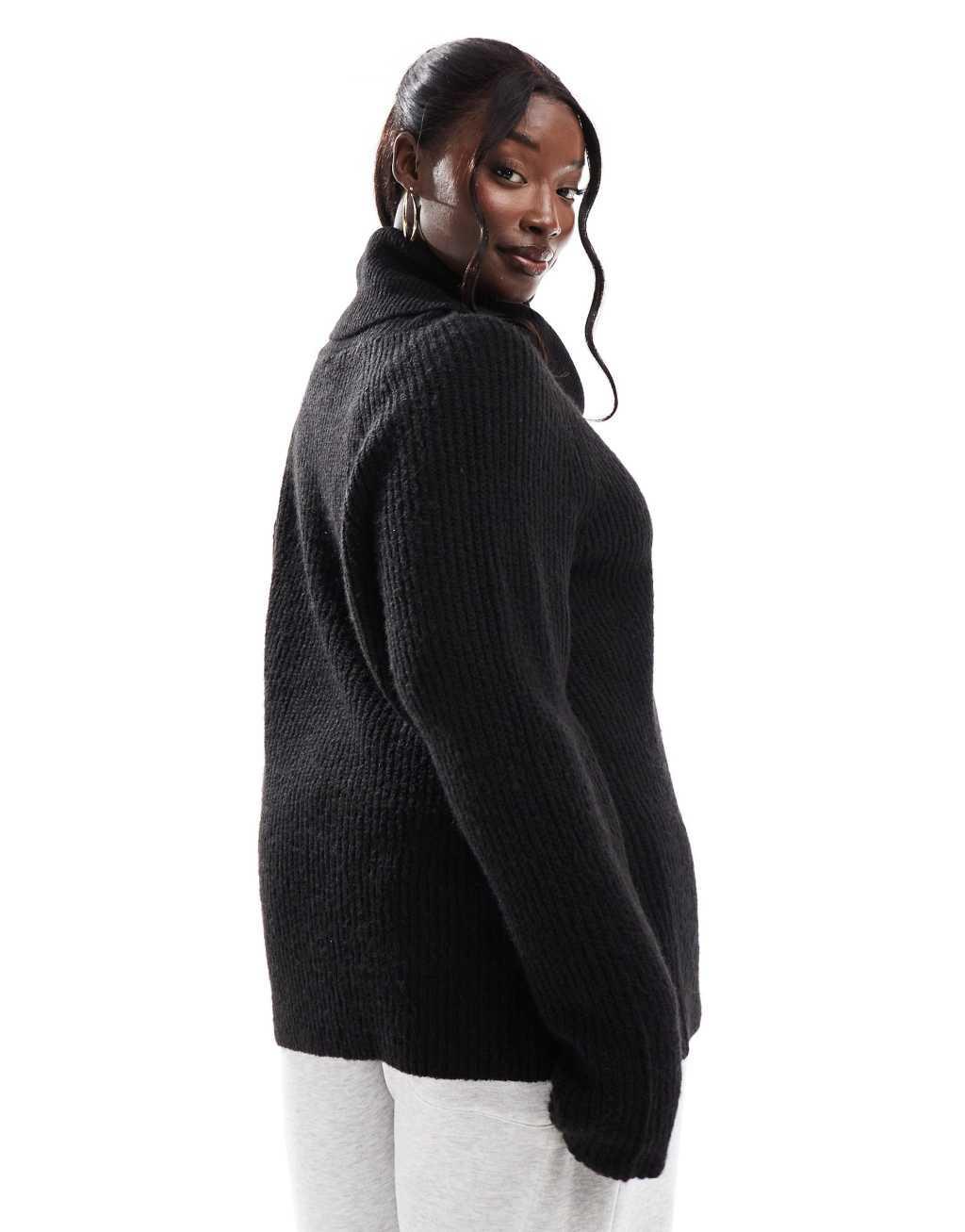 Yours roll neck sweater in black  Product Image