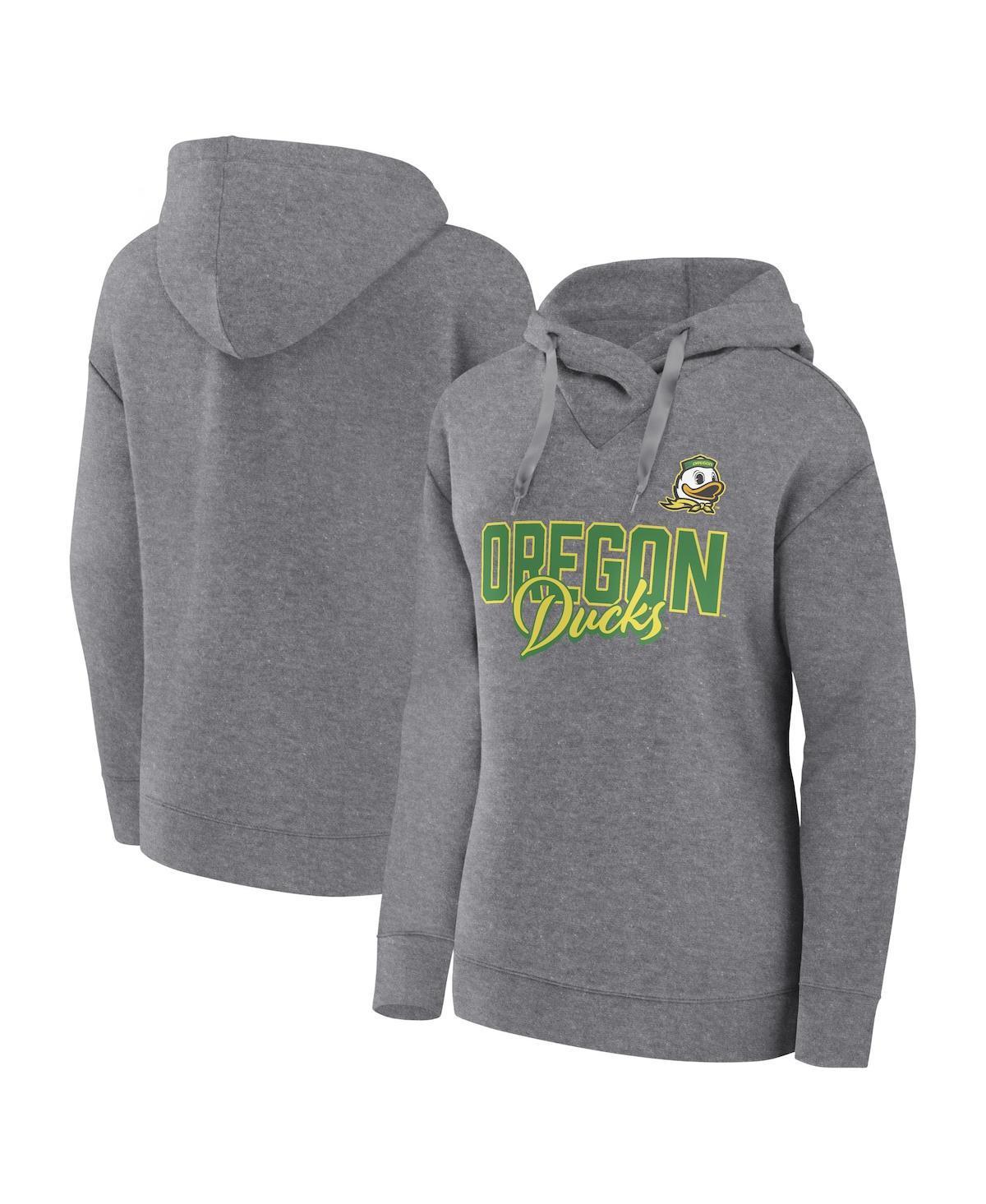 Women's Fanatics Branded Heather Gray Oregon Ducks Script Favorite Pullover Hoodie, Size: 2XL, Grey Product Image