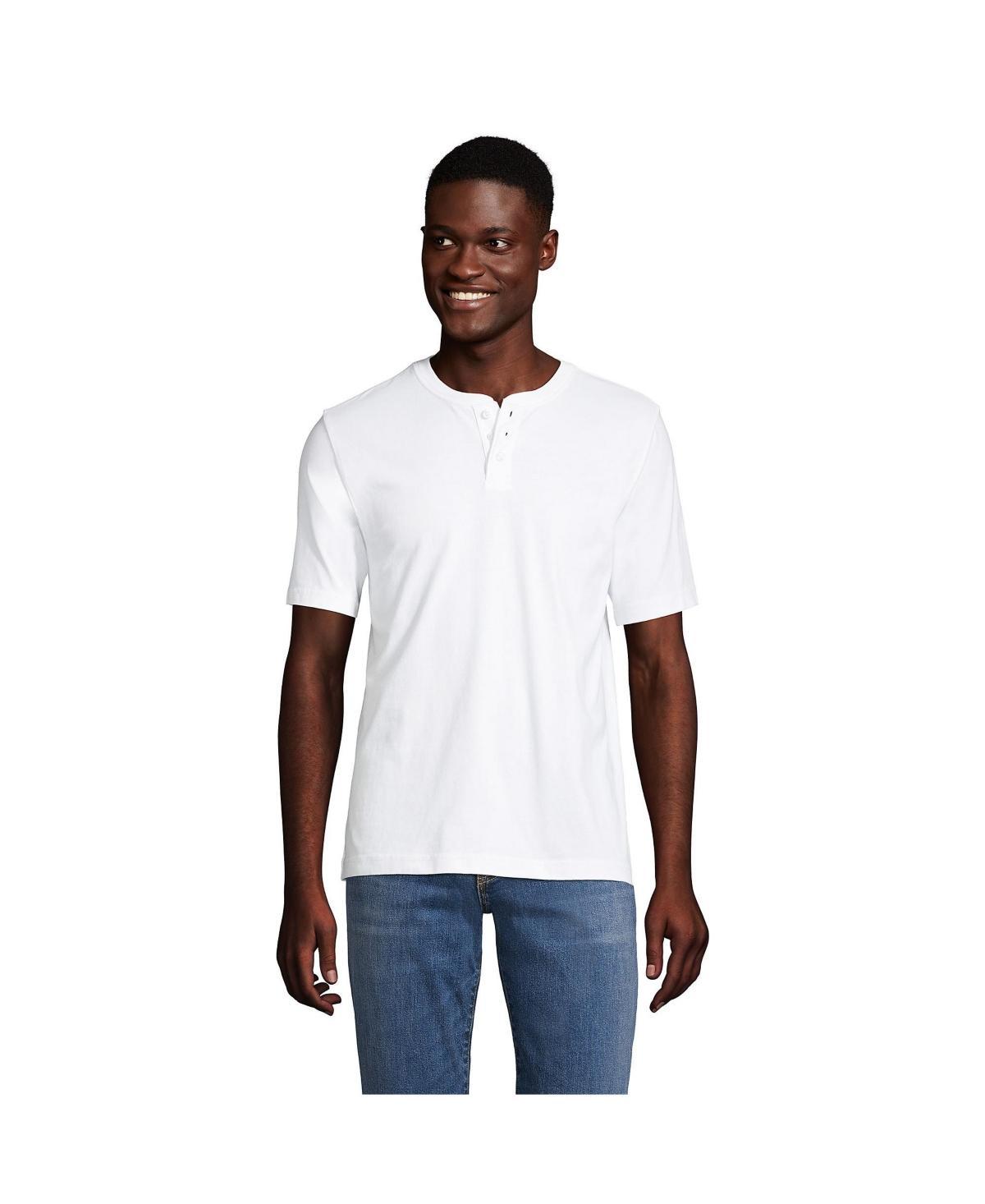 Big & Tall Lands' End Short Sleeve Super-T Henley, Men's, Size: 4XB, White Product Image
