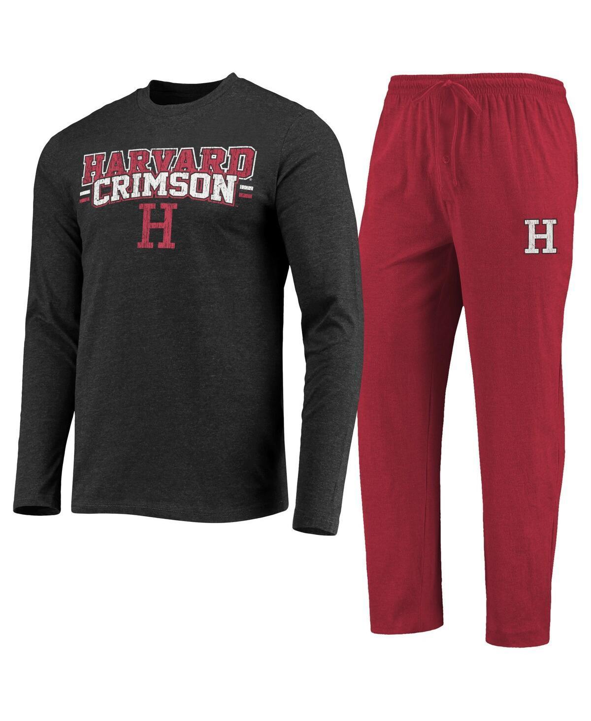 Men's Concepts Sport Crimson/Heathered Charcoal Harvard Crimson Meter Long Sleeve T-Shirt & Pants Sleep Set, Size: Large, Har Red Product Image
