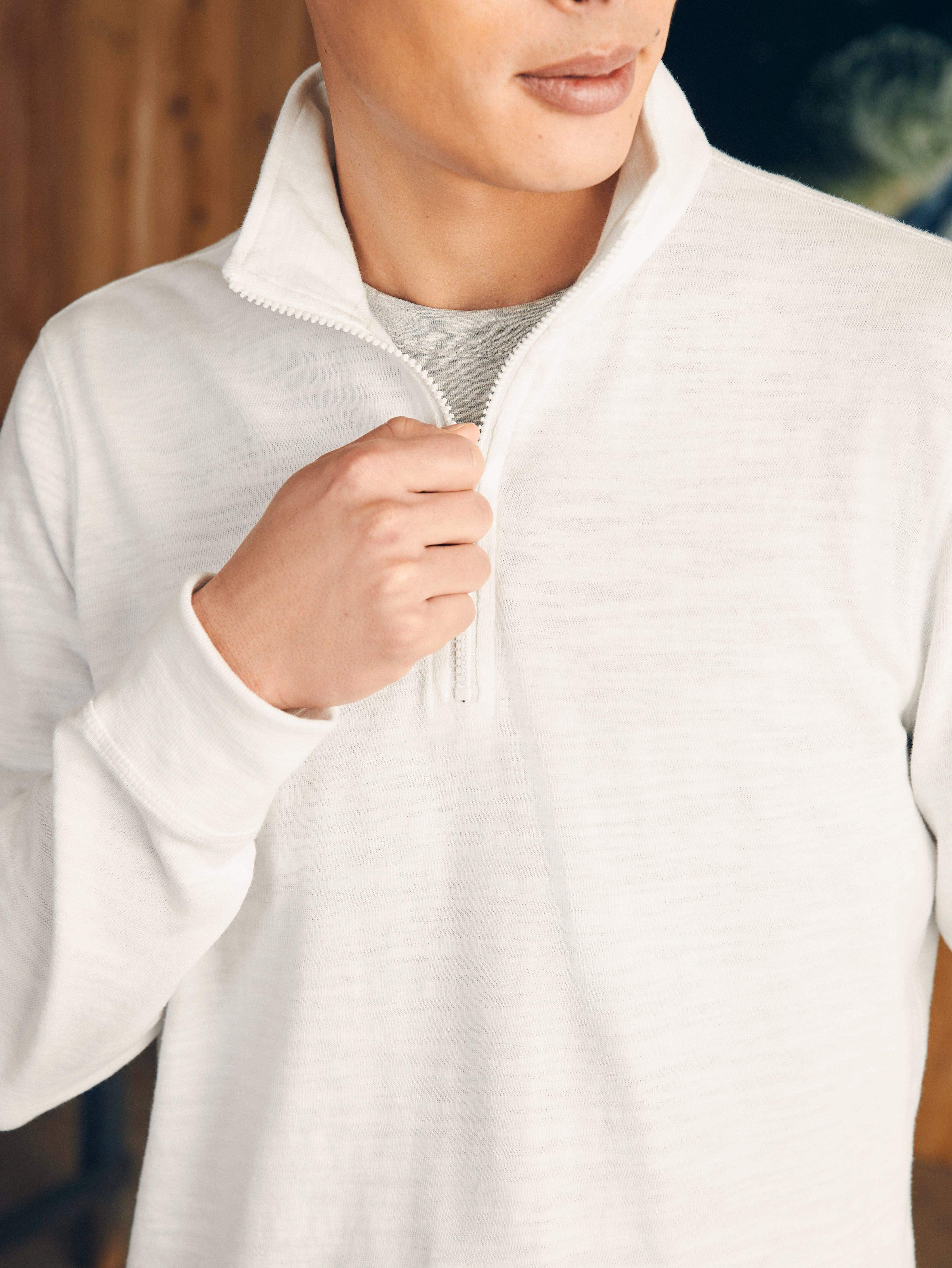 Sunwashed Slub Quarter Zip - White Male Product Image