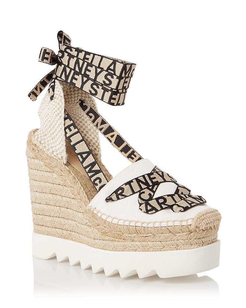Stella McCartney Womens Gaia Ankle Tie Espadrille Platform Wedge Pumps Product Image