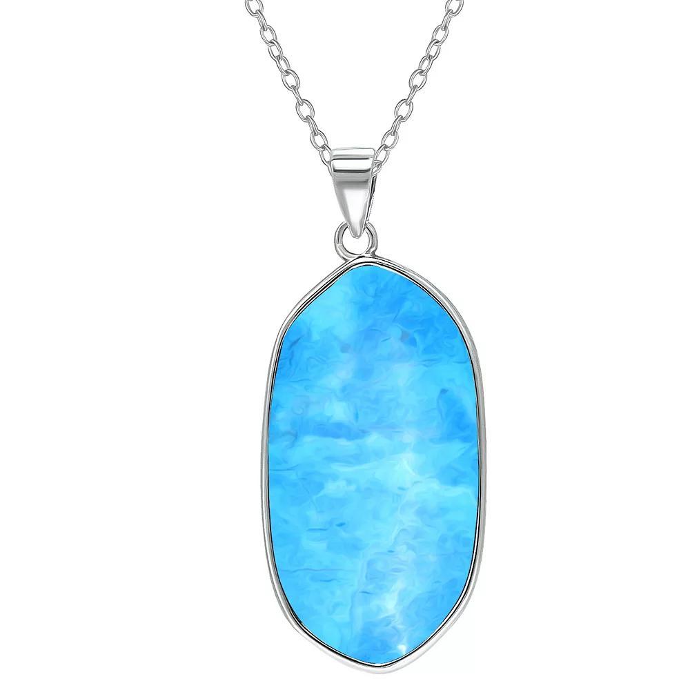 Aleure Precioso Sterling Silver Oval Gemstone Drop Pendant Necklace, Women's, Size: 18", Light Blue Product Image