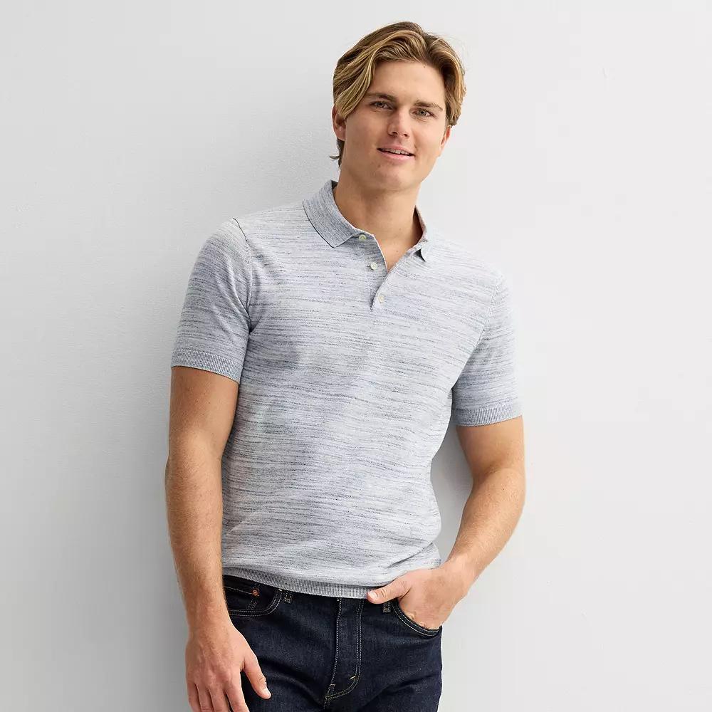 Men's Sonoma Goods For Life® Short Sleeve Sweater Polo, Size: Small, Blue Spacedye Product Image