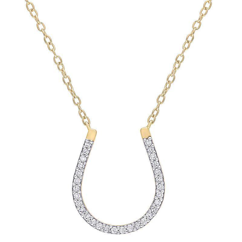 Stella Grace 18k Gold Over Sterling Silver 1/6 Carat T.W. Diamond Horseshoe Pendant Necklace, Women's, Size: 18", 18k Rose Gold Plated Product Image