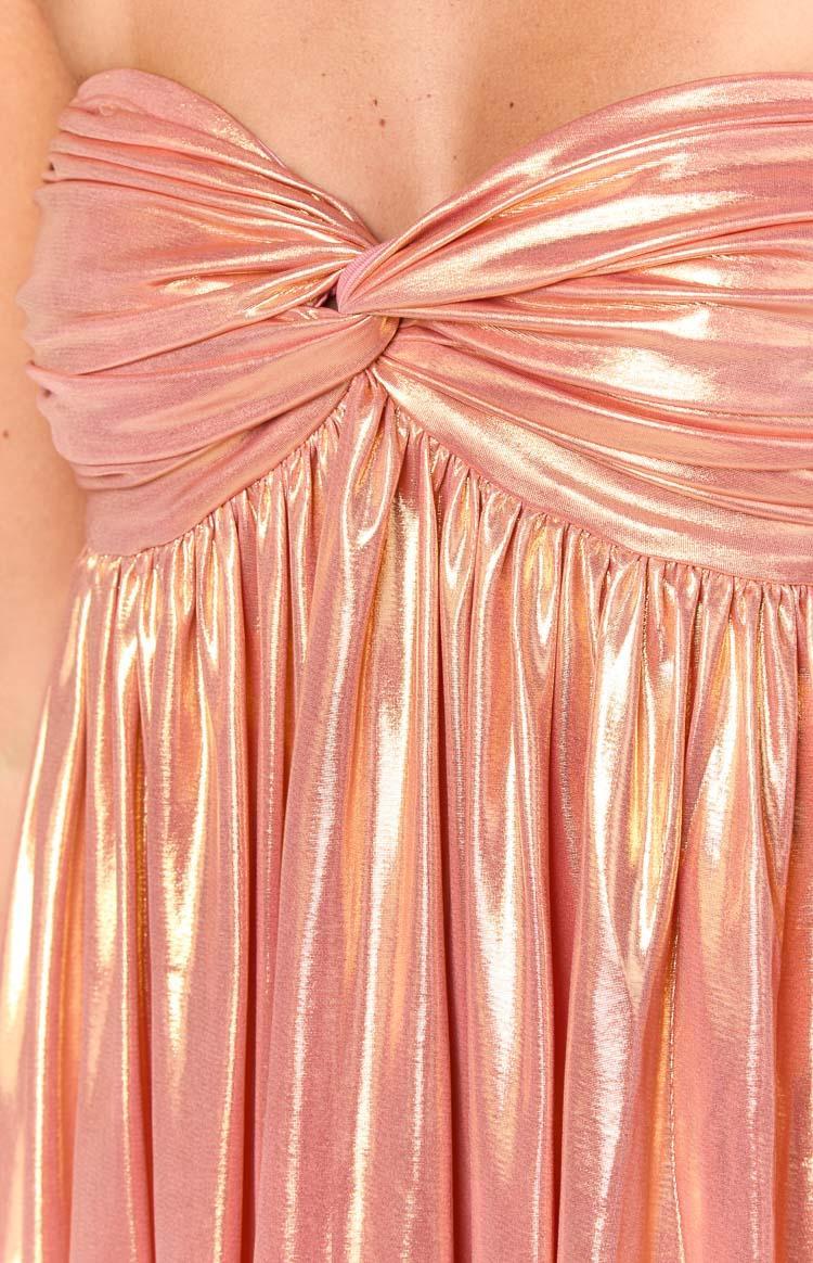 Suzu Orange Metallic Strapless Mini Dress Product Image