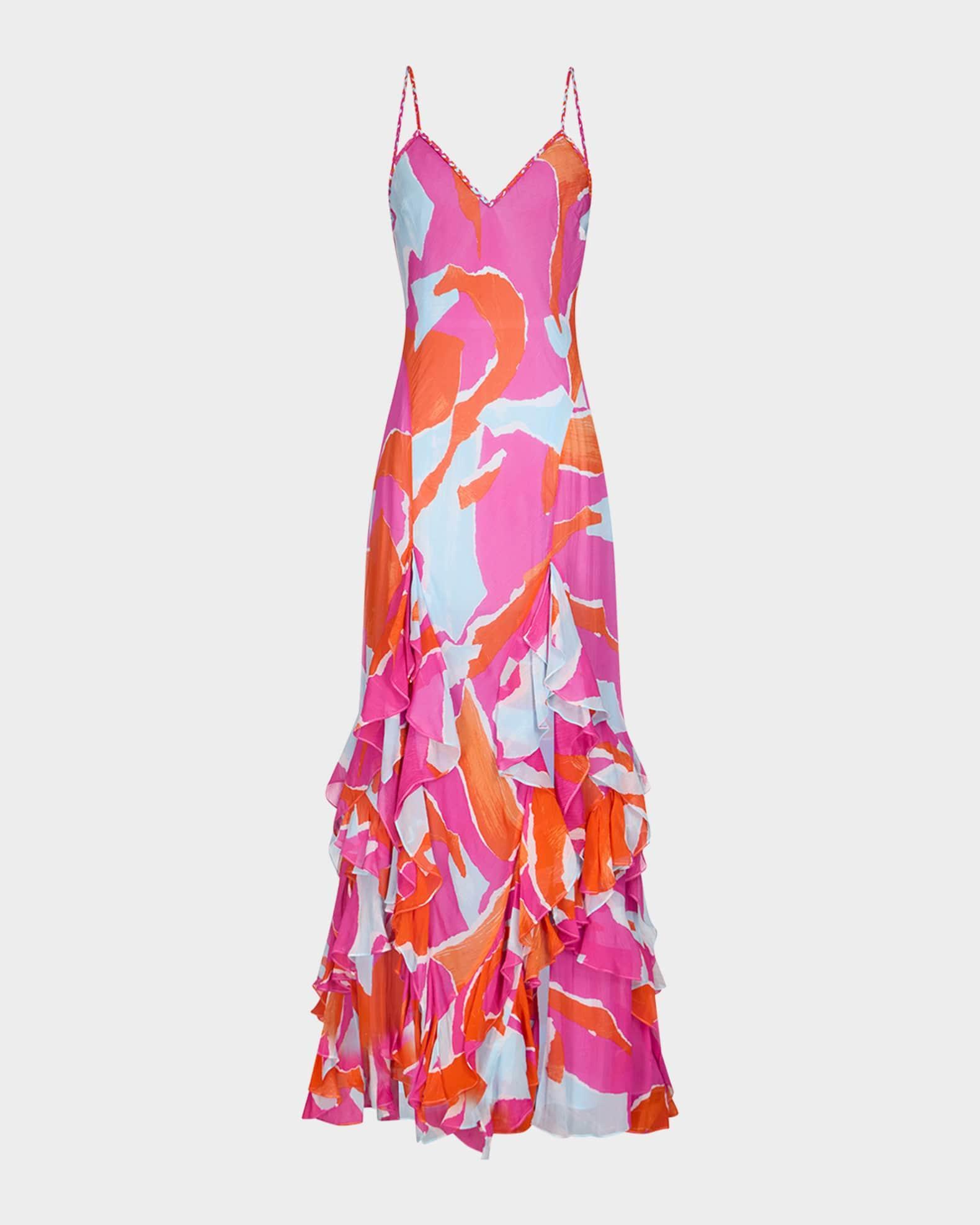 Stella Abstract-Print Ruffle Maxi Dress Product Image
