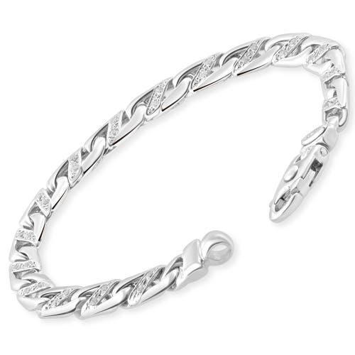Bliss Diamond Men's Mariner 14k Gold (34gram) or Platinum (60gram) 7mm Link Bracelet 8.5" in 14K White Gold at Nordstrom, Size Small Product Image