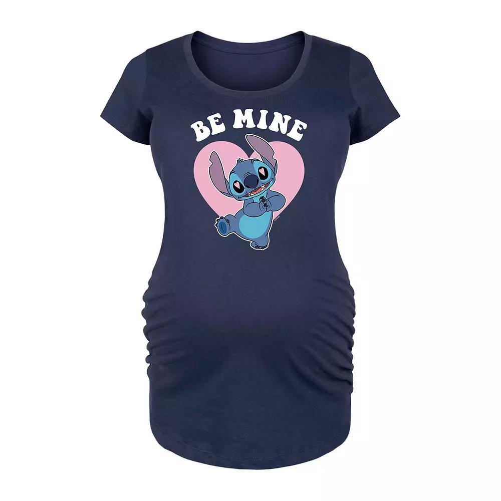 Disneys Lilo & Stitch Maternity Be Mine Graphic Tee, Womens Blue Product Image
