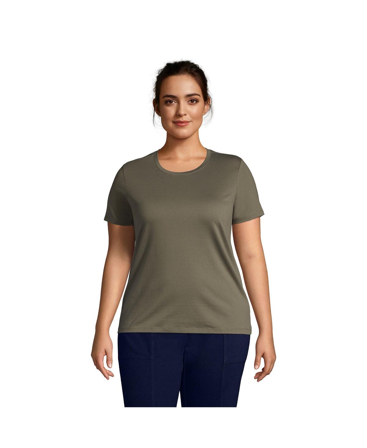 Plus Size Lands' End Relaxed Supima Cotton Crewneck Tee, Women's, Size: 3XL, White Product Image