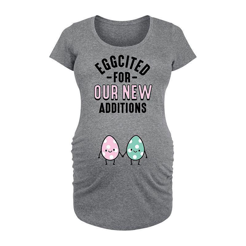 Maternity Eggcited For Additions Graphic Tee, Womens Grey Gray Product Image