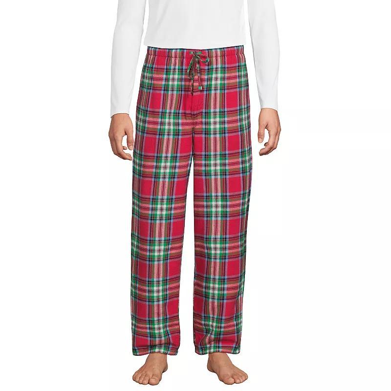Big & Tall Lands End Plaid Sherpa-Lined Flannel Pajama Sleep Pants, Mens Product Image
