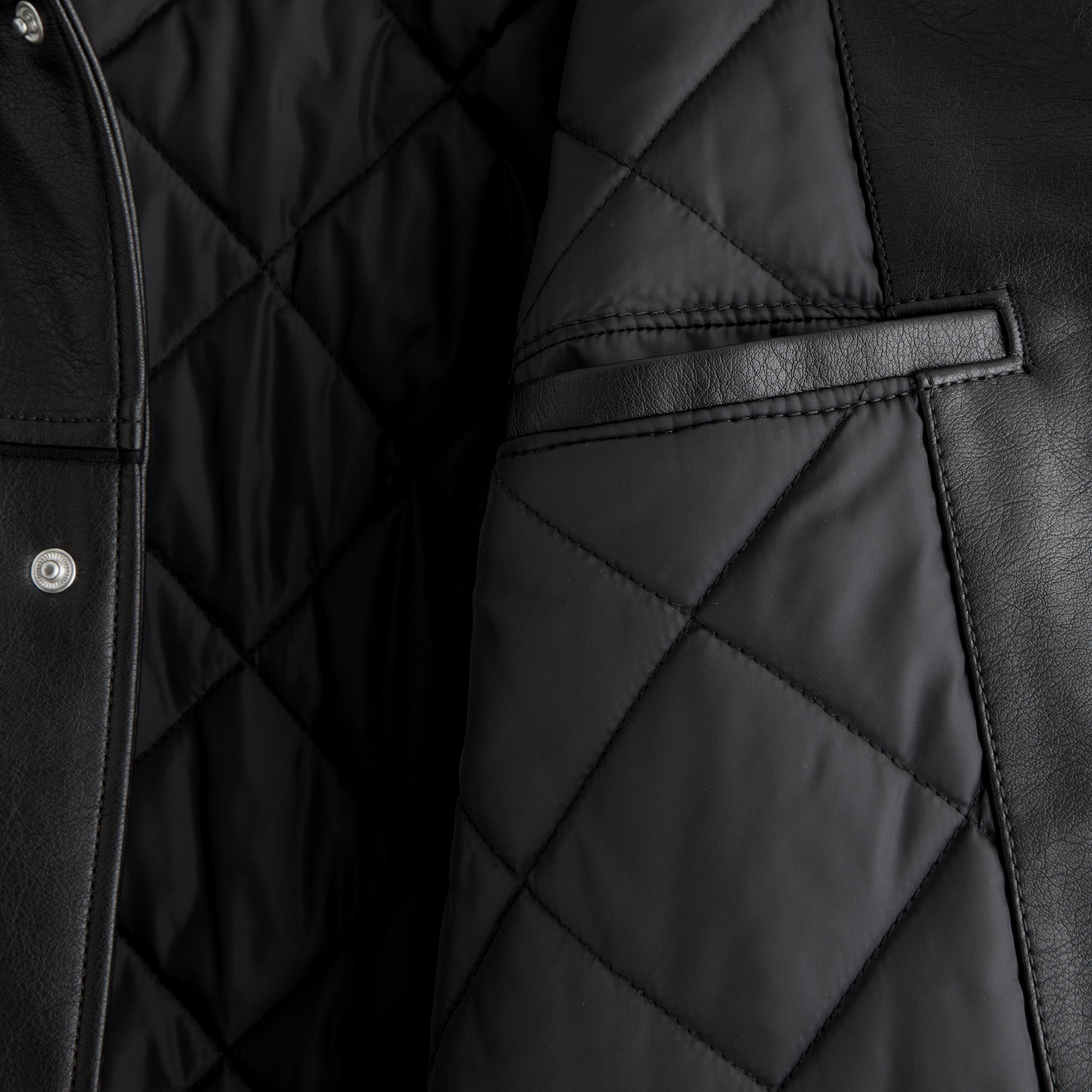 Vegan Leather Varsity Bomber Jacket Product Image