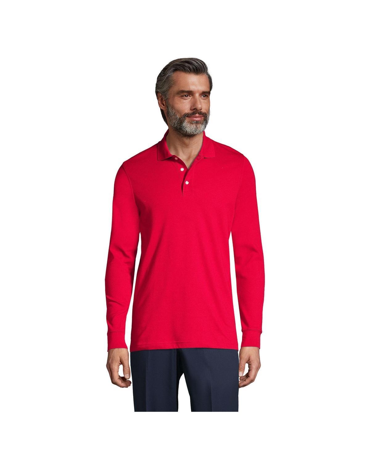 Big & Tall Lands End Long Sleeve Interlock Polo, Mens Product Image