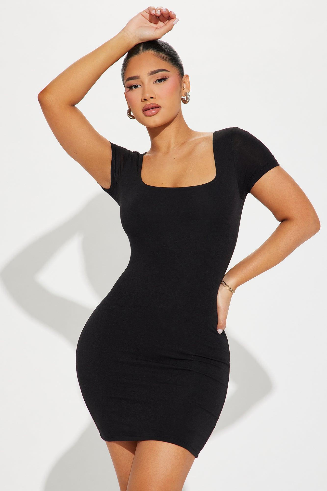 Anna Double Lined Mini Dress - Black Product Image