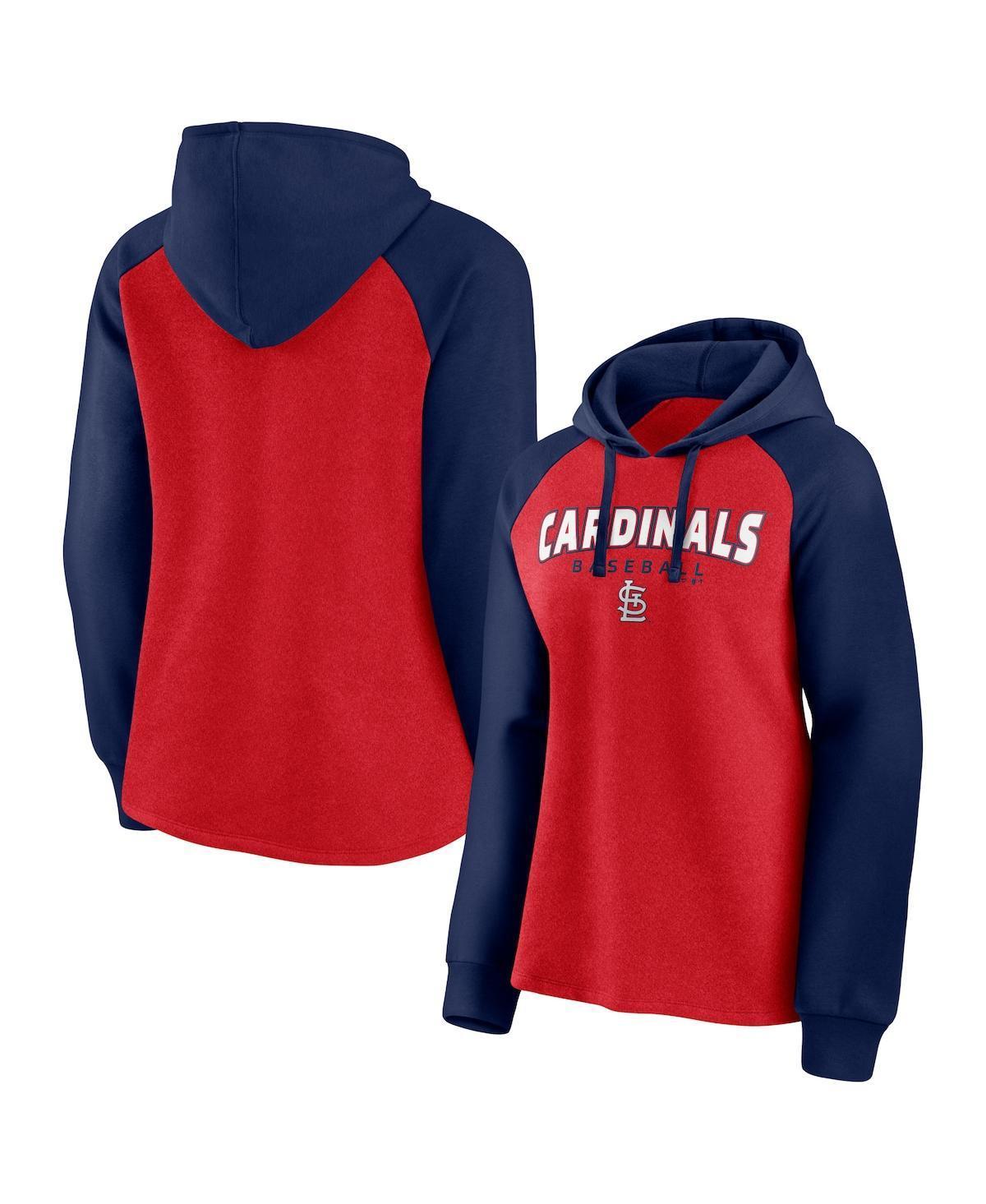 Women's Fanatics Branded Red/Navy St. Louis Cardinals Recharged Raglan Pullover Hoodie, Size: Small, Blue Product Image