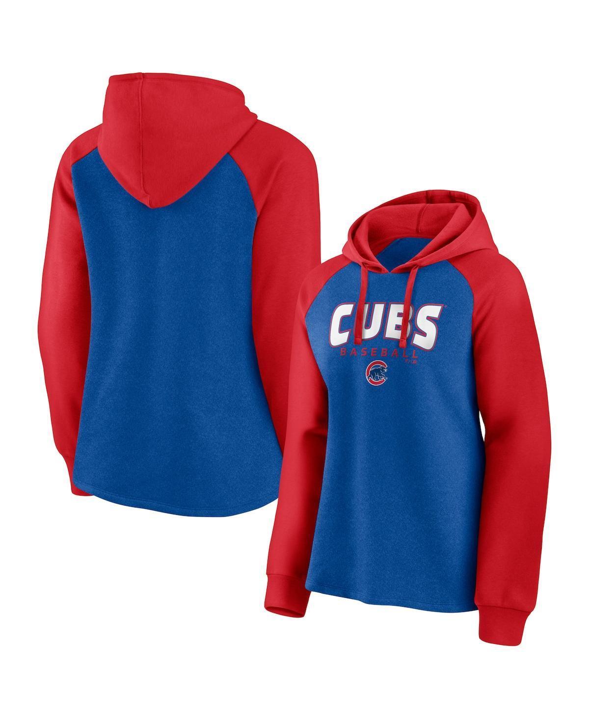 Women's Fanatics Branded Royal/Red Chicago Cubs Recharged Raglan Pullover Hoodie, Size: Medium Product Image