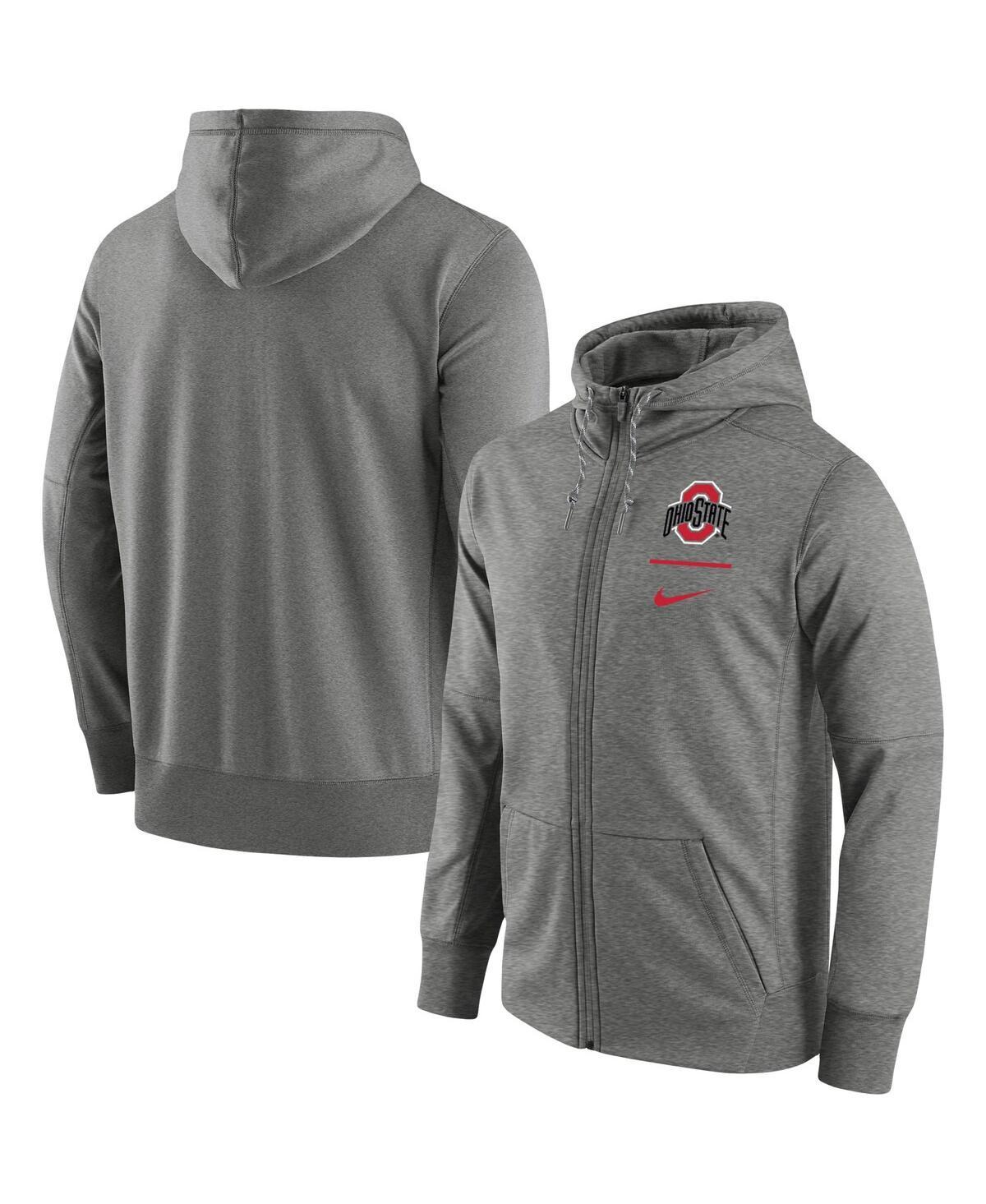 Men's Nike Heathered Gray Alabama Crimson Tide Throwback Primary Logo Stack Performance Full-Zip Hoodie, Size: XL, Grey Product Image