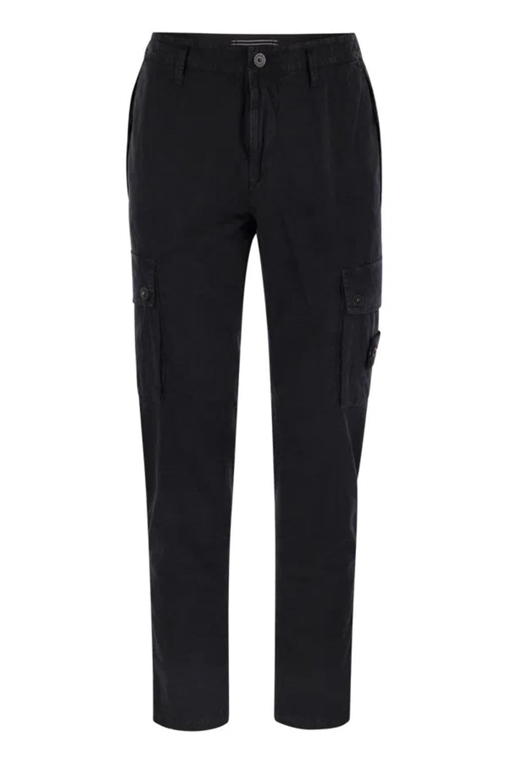 STONE ISLAND Cotton Cargo Trousers With Pockets In Blue Product Image