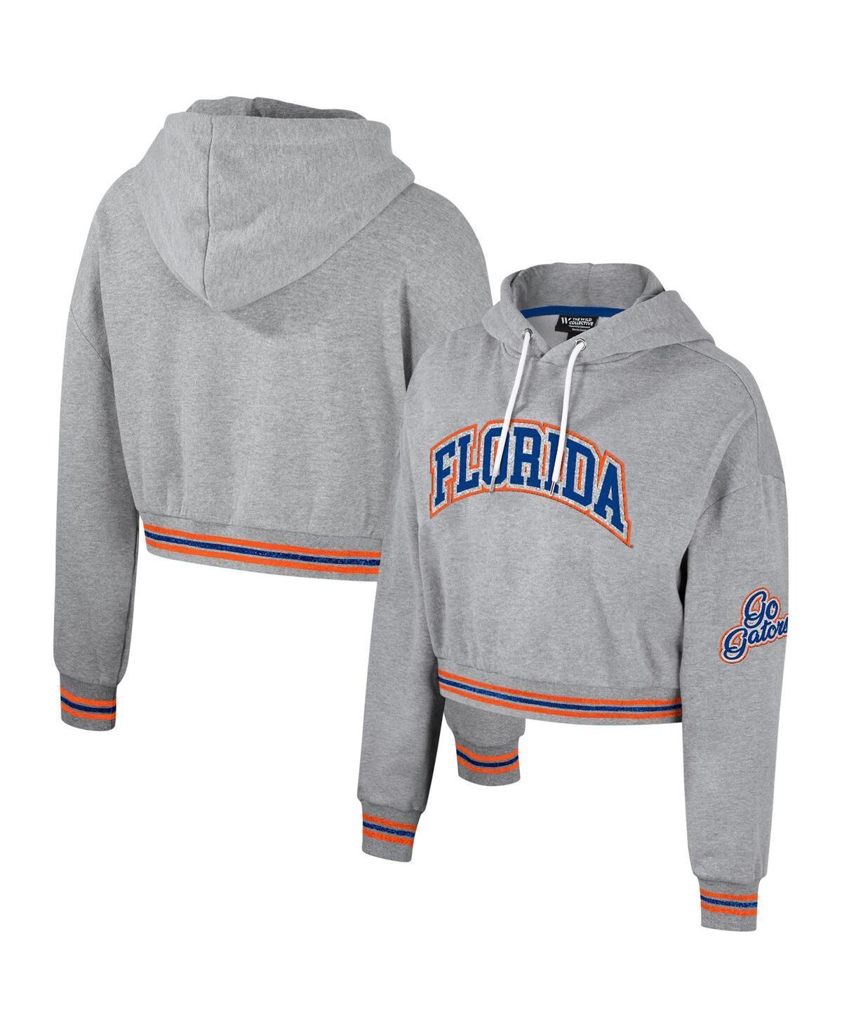 Women's The Wild Collective Heather Gray Auburn Tigers Cropped Shimmer Pullover Hoodie, Size: Large, Grey Product Image