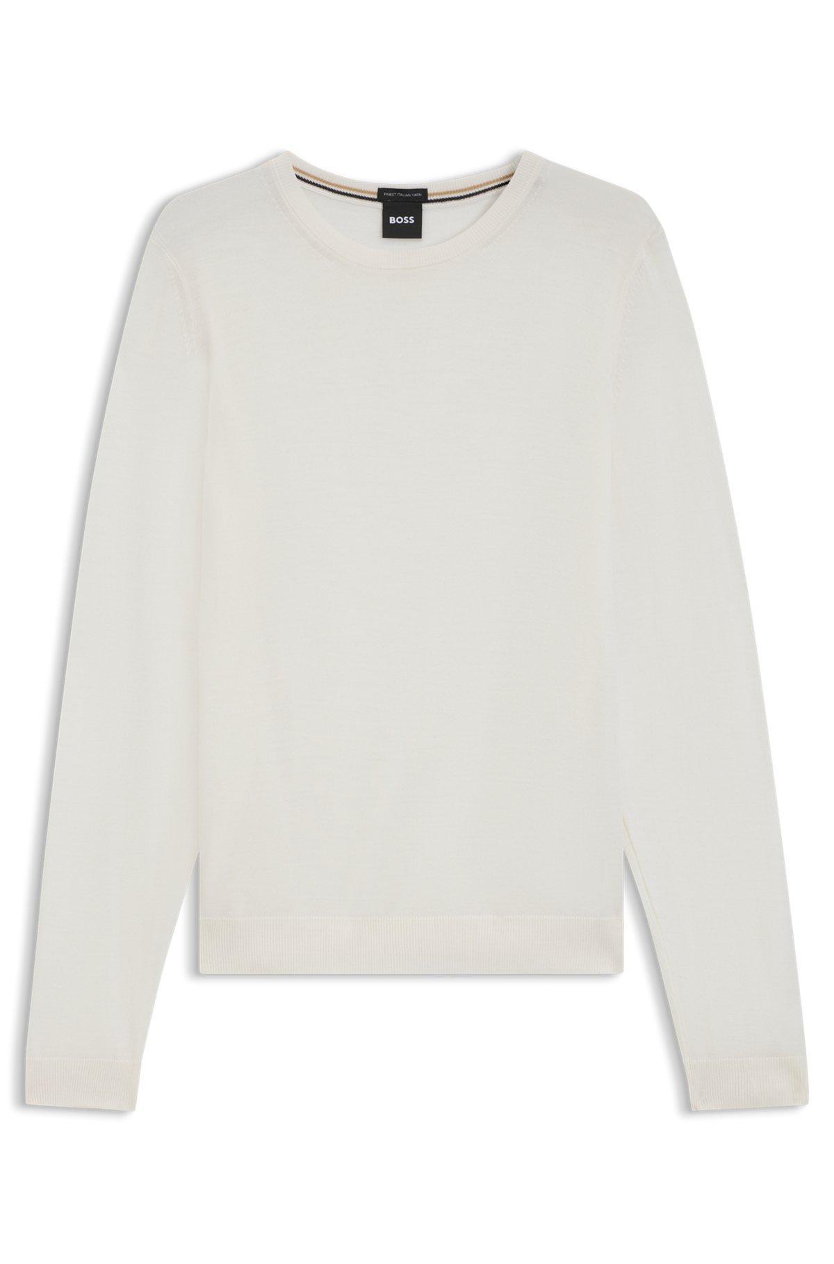 Slim-fit sweater in merino wool with crew neckline Product Image