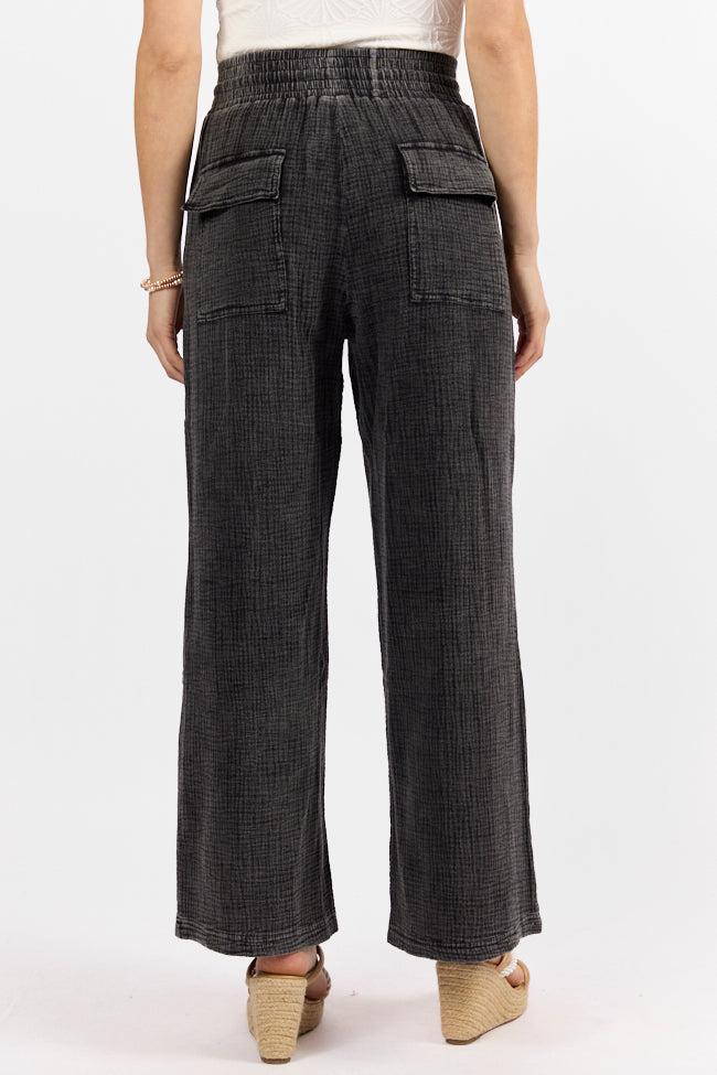 Match My Energy Black Acid Wash Gauze Pants Product Image