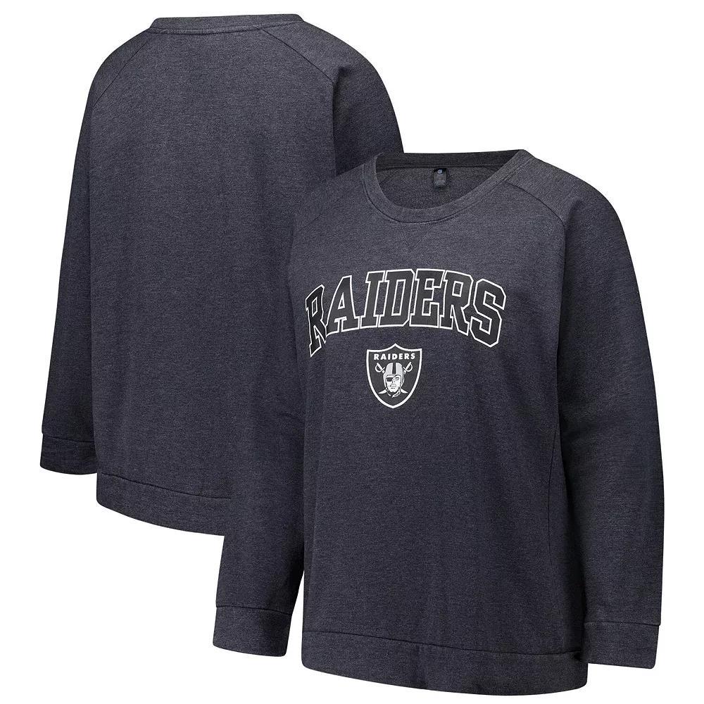 Women's Fanatics  Charcoal Las Vegas Raiders Acid Wash Raglan Pullover Sweatshirt, Size: 2XL, Lvr Charco Product Image