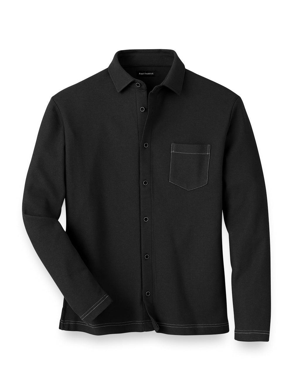 Cotton Blend Button Front Polo - Olive Product Image