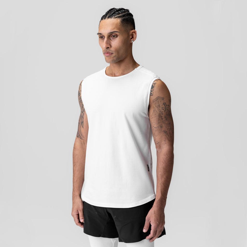 1060. Creora® Cotton Modal Cutoff Tank - White Product Image