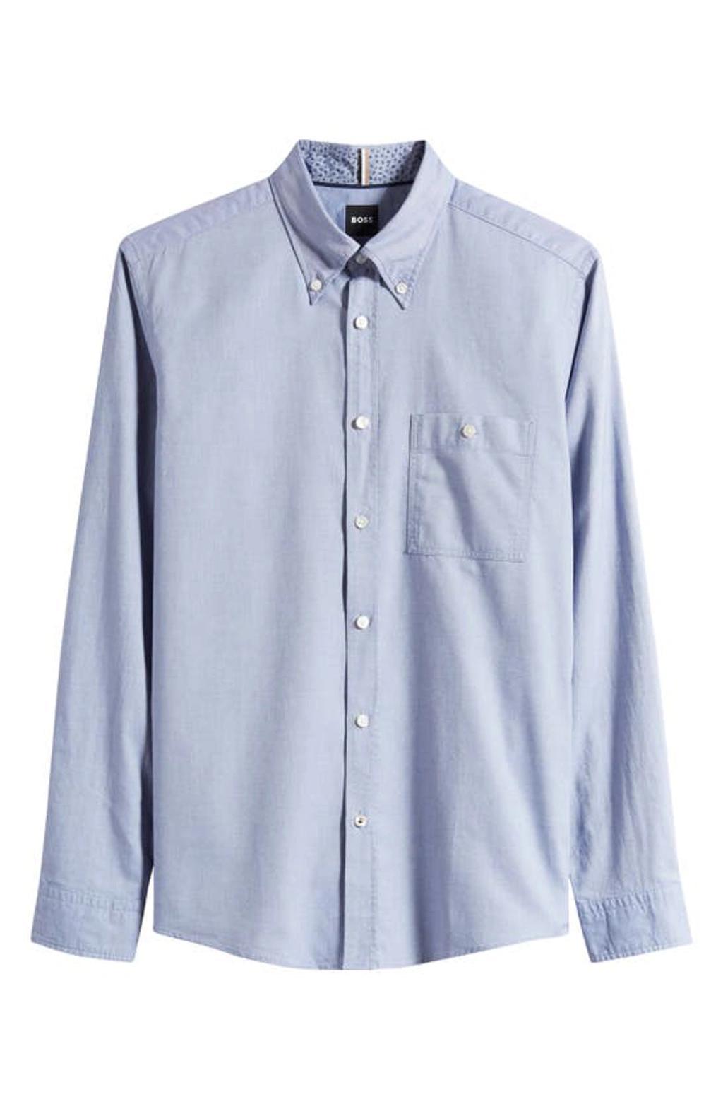 HUGO BOSS Roan Solid Button-down Shirt In Open Blue Product Image