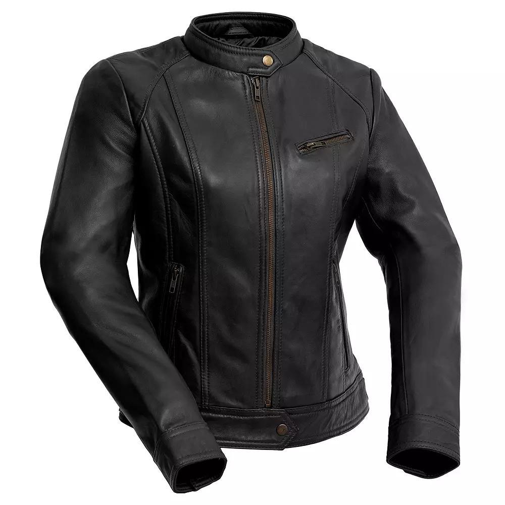 Women's Whet Blu Leather Moto Jacket, Size: Large, Red Product Image
