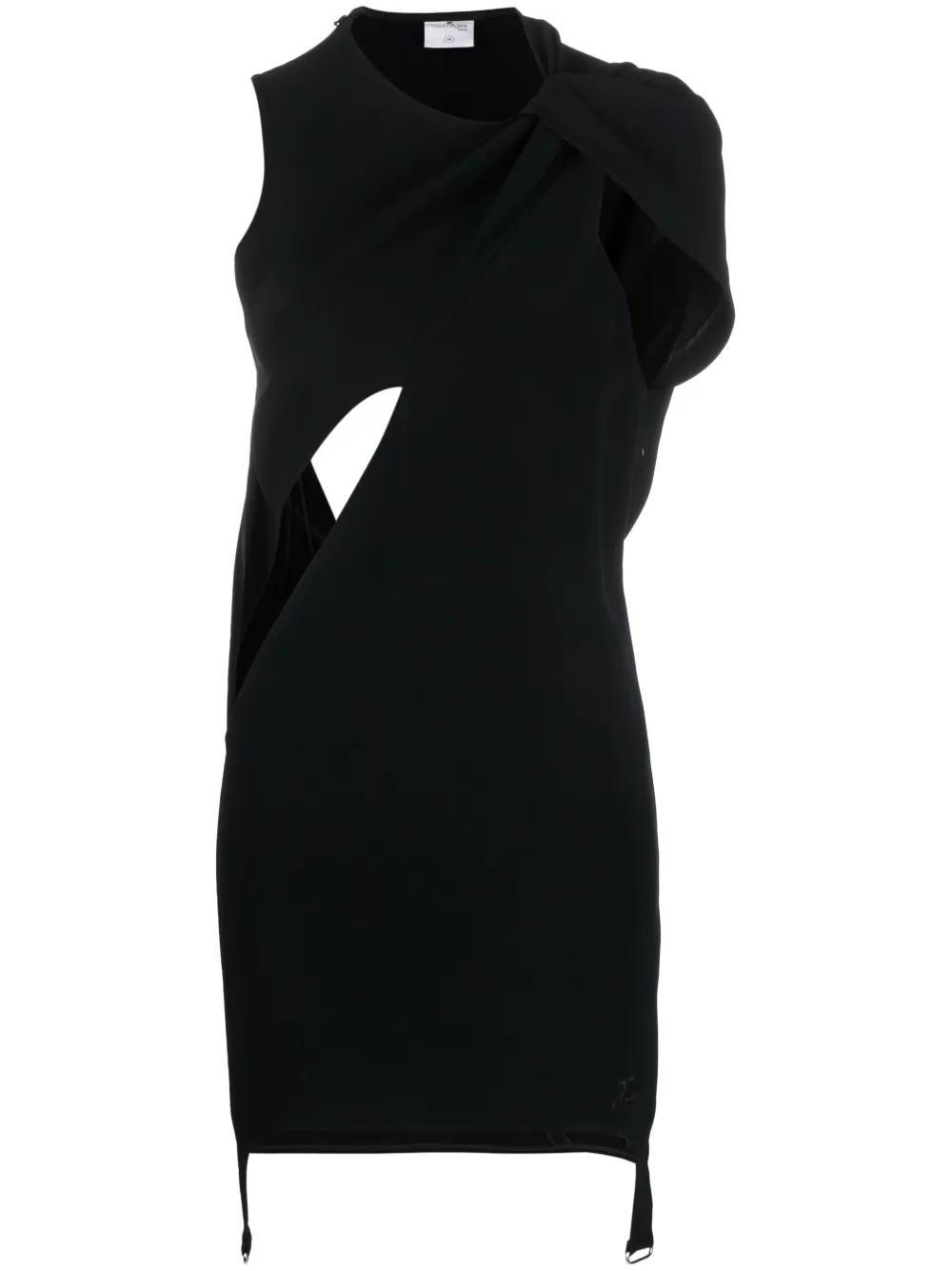 COURRÈGES Heritage Crepe Twist Minidress In Black Product Image