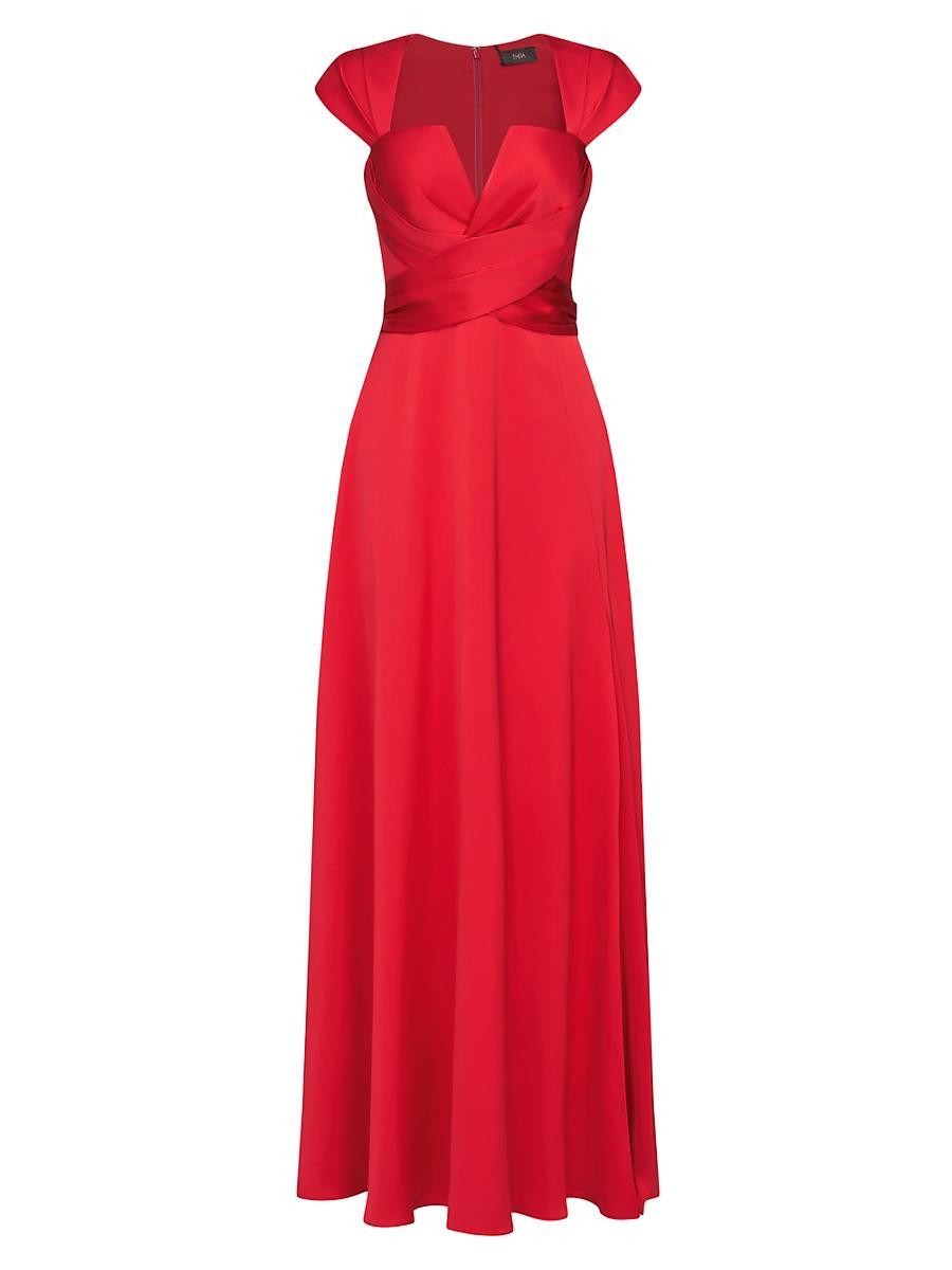 Womens Calista Satin Faux Wrap A-Line Gown Product Image