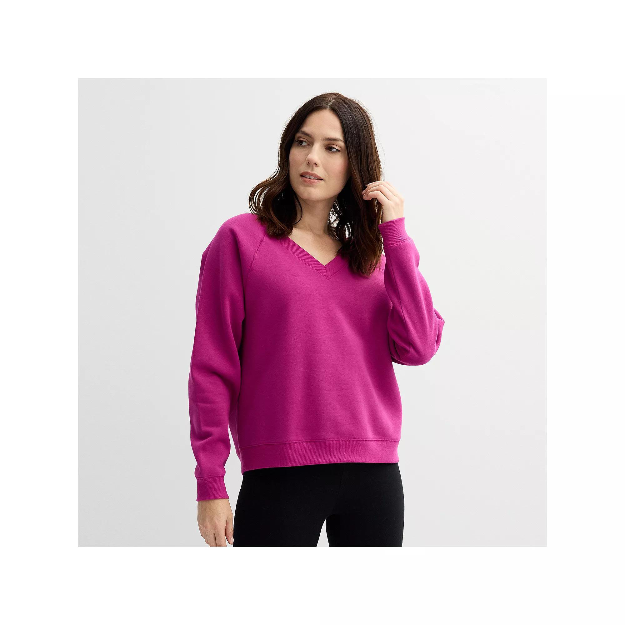 Women's Sonoma Goods For Life® V-Neck Sweatshirt, Size: XXL, Delightful Purple Product Image
