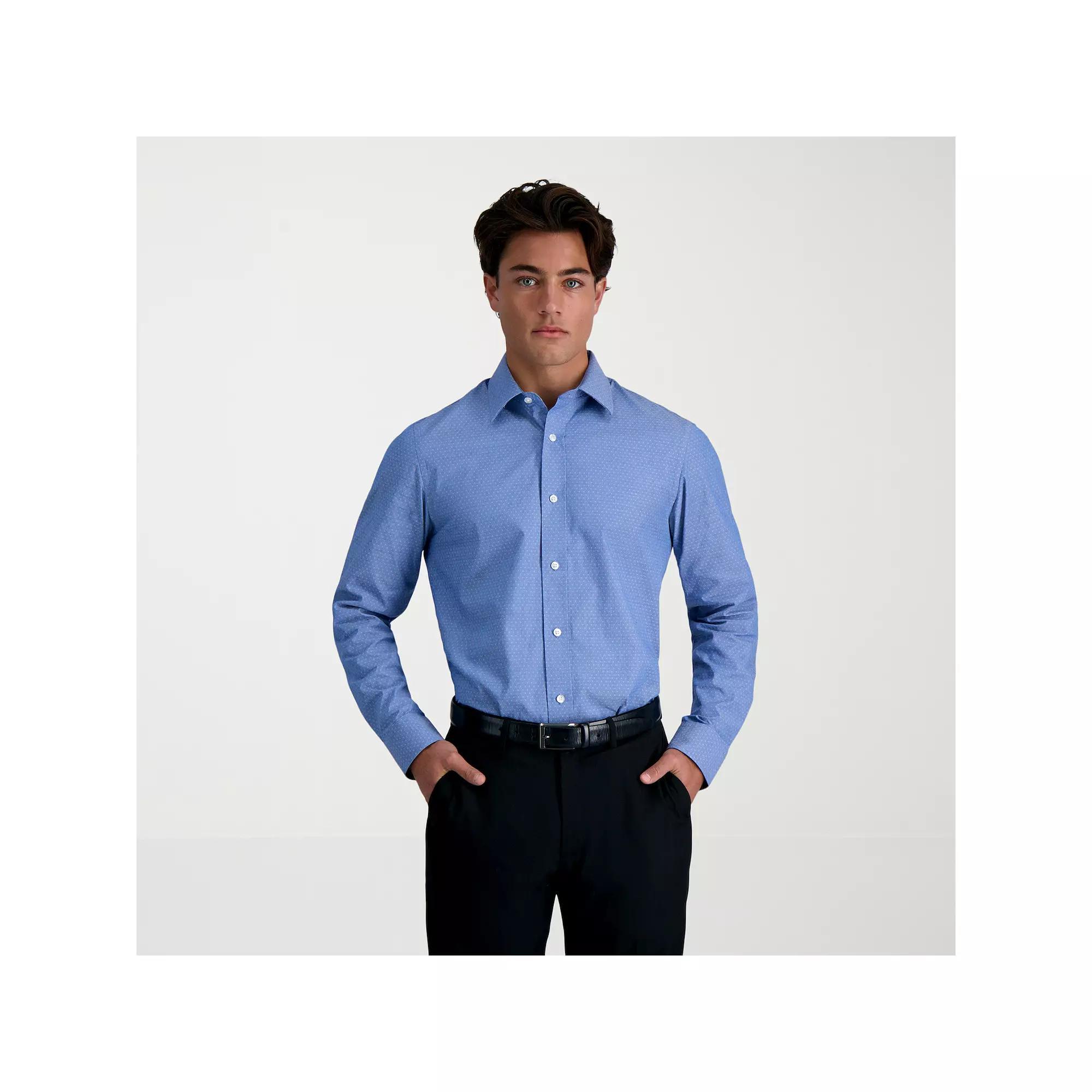 Men's Haggar® Premium Comfort Slim Fit Wrinkle Resistant Dress Shirt, Size: 16.5-34/35, Blue Blue Dobby Product Image